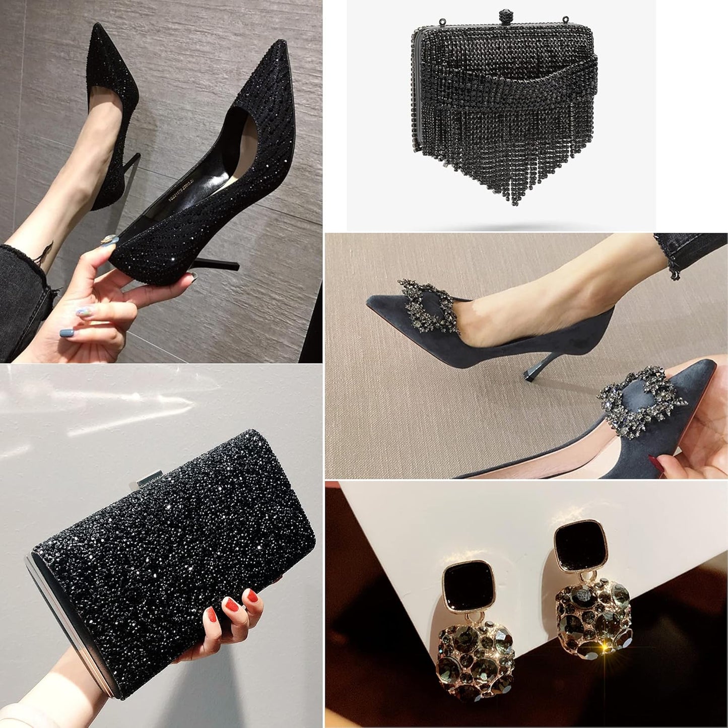 beadsland Flat Back Crystal Rhinestones Round Gems for Nail Art and Craft Glue Fix,Black Diamond (1.9-2.0mm) SS6/1440pcs