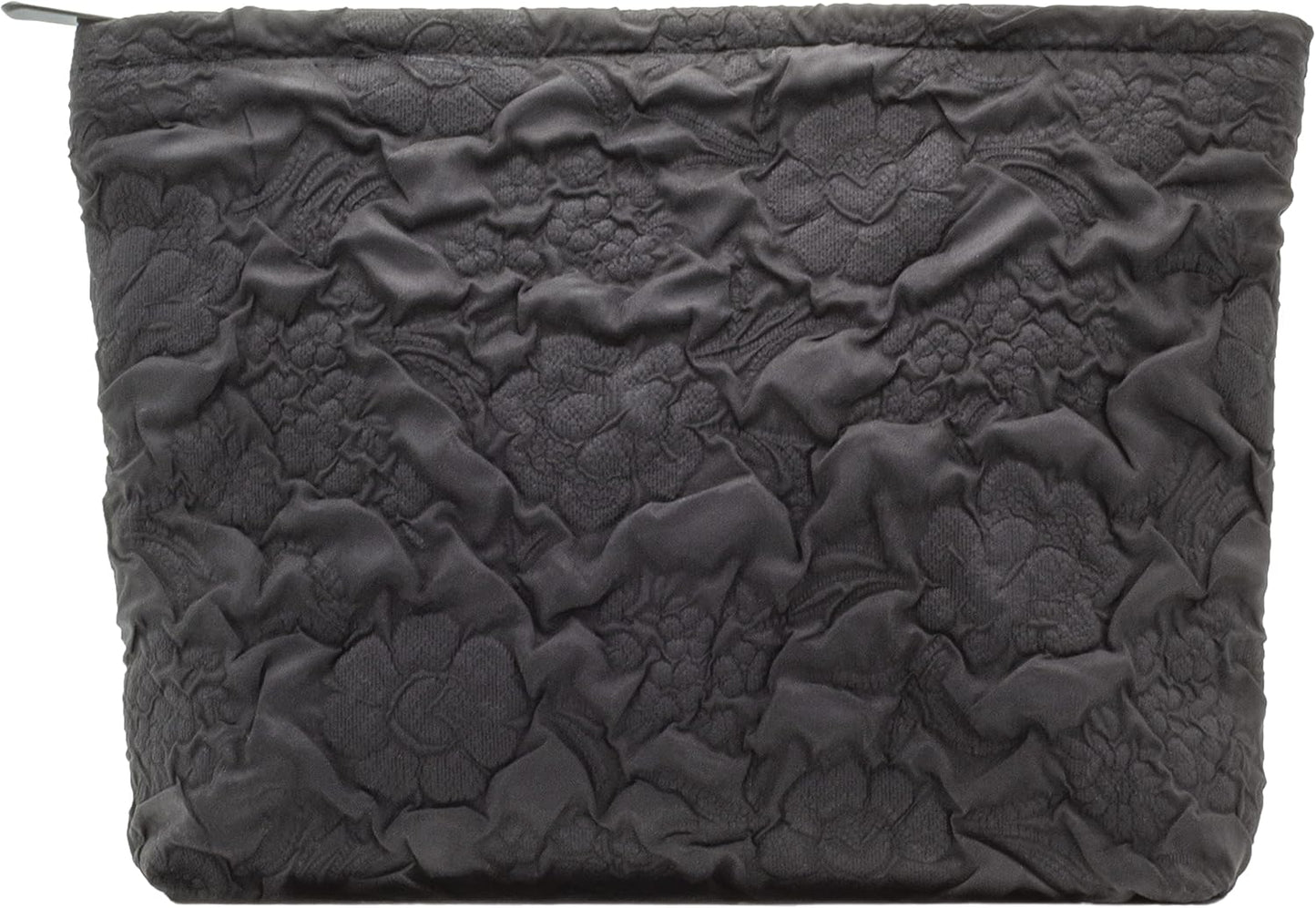 Makeup Bags for Purse Zipper Cosmetic Pouch Large Travel Canvas Make Up Organizer Tool Pouch for Women and Girls,Flower Black