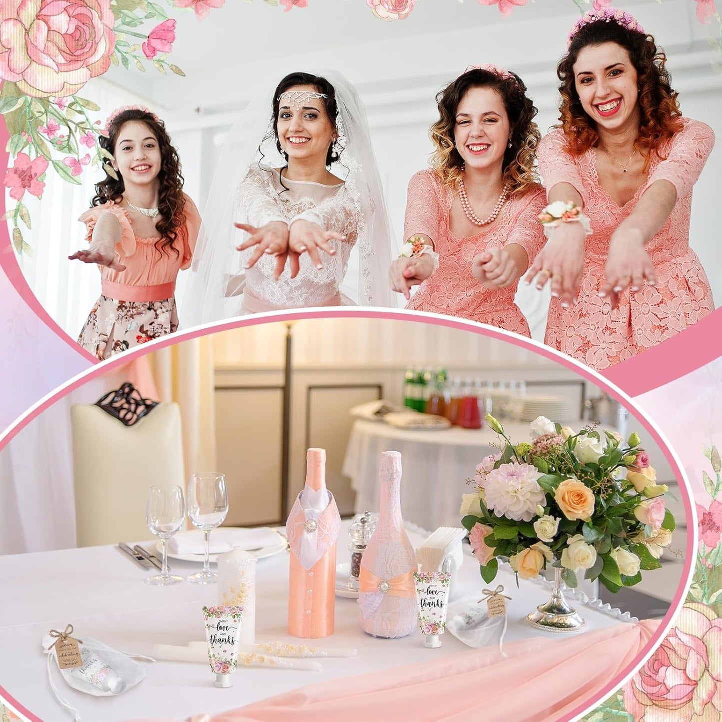 48 Sets Baby Shower Hand Cream Party Favors for Guests Gift Bulk Travel Size Hand Lotion Set for Baby Shower Wedding Christmas(Rose)