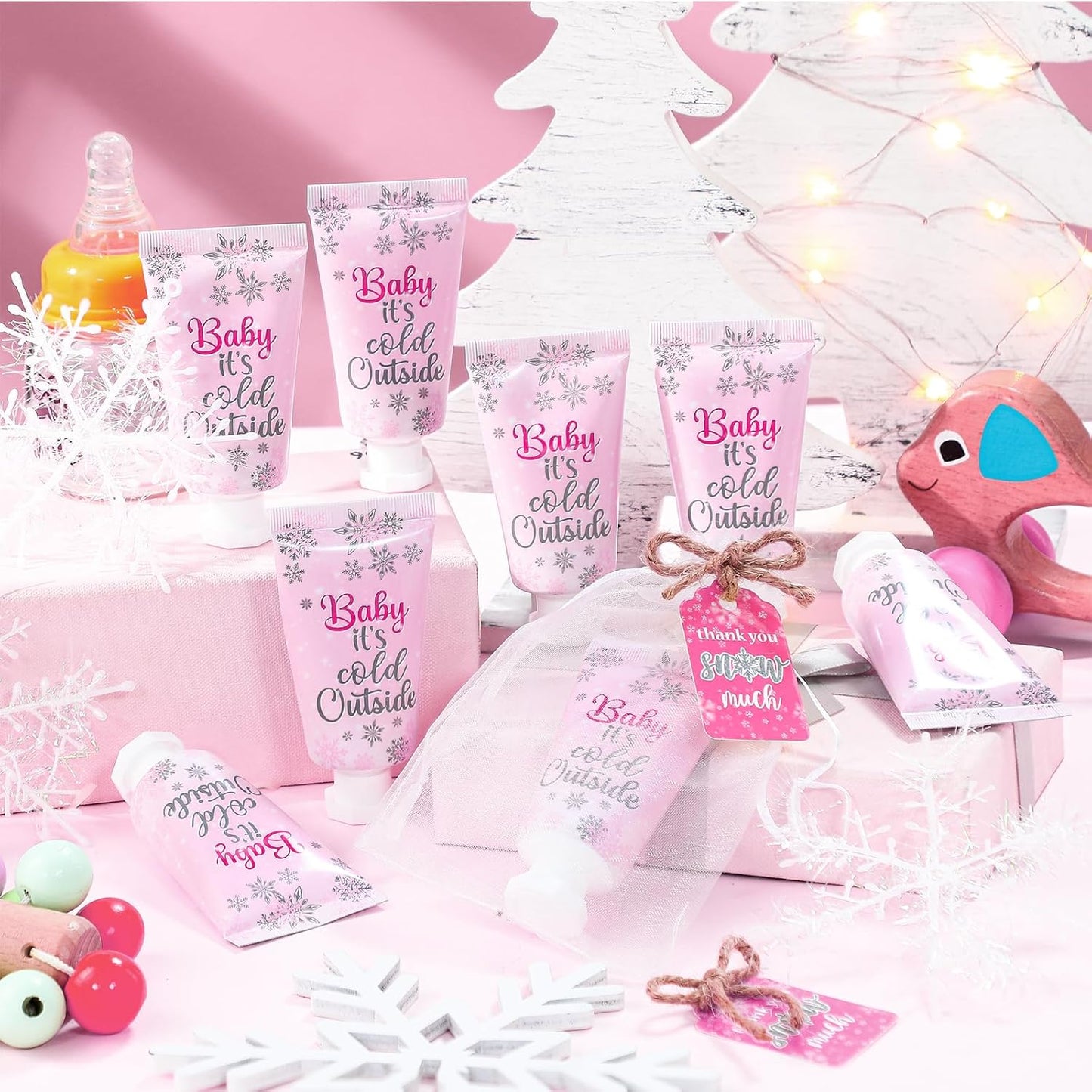 48 Sets Baby Shower Hand Cream Baby Shower Party Favors for Guests Christmas Hand Cream Gift Bulk Travel Size Lotion Set for Wedding Christmas(Cold Outside)