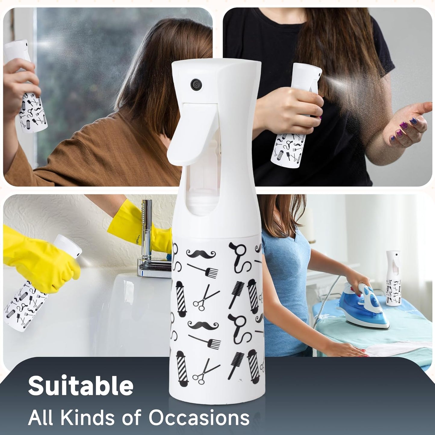 Spray Bottle for Hair (6.8OZ /200ML) Continuous Ultra Fine Mist Sprayer for Hair, Salons, Barber, Plants, Skin Care, Cleaning (Salon,1 Pack)