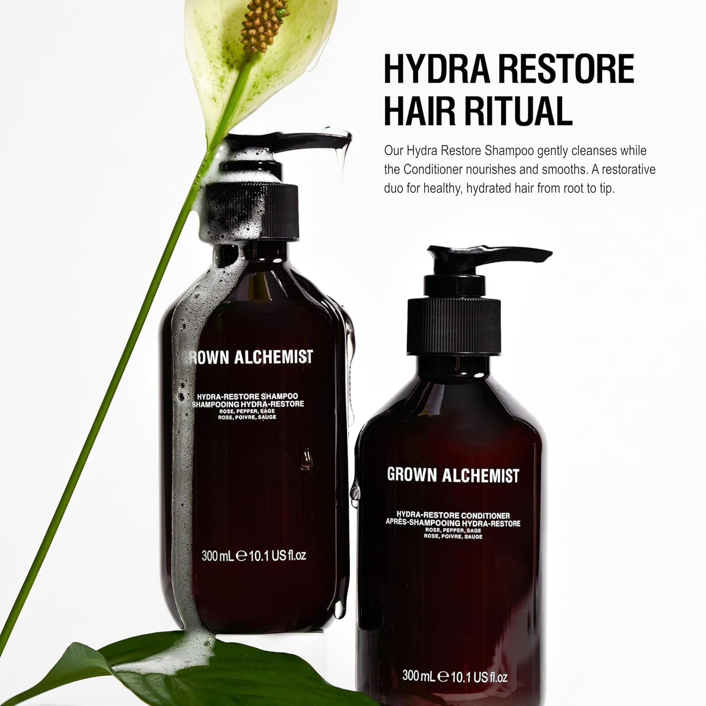 Grown Alchemist Hydra-Restore Rose Black Pepper & Sage Gentle+Moisturizing Daily Shampoo, 300mL