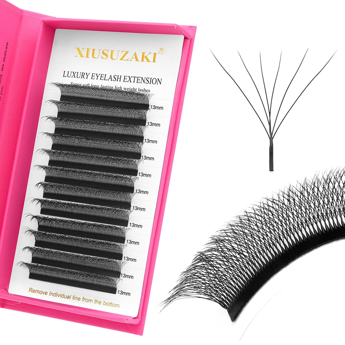 W Lash Extensions Supplies 6D Eyelash Extensions W Shape 0.07mm Thickness C Curl 10mm Premade Fans Easy Fan Lashes Volume Matte Black 12 Rows Crisscross Eye Lashes(W-6D-0.07-C,10mm)