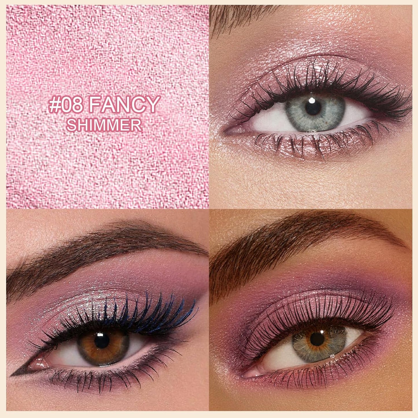 Erinde Waterproof Eyeshadow Stick, Cream Eye Shadow Stick, Long-Lasting, Crease-Proof, Cream to Powder Buildable & Blendable Eye Shadow Pencils Crayon, Vegan & Cruelty-Free, 08 Fancy