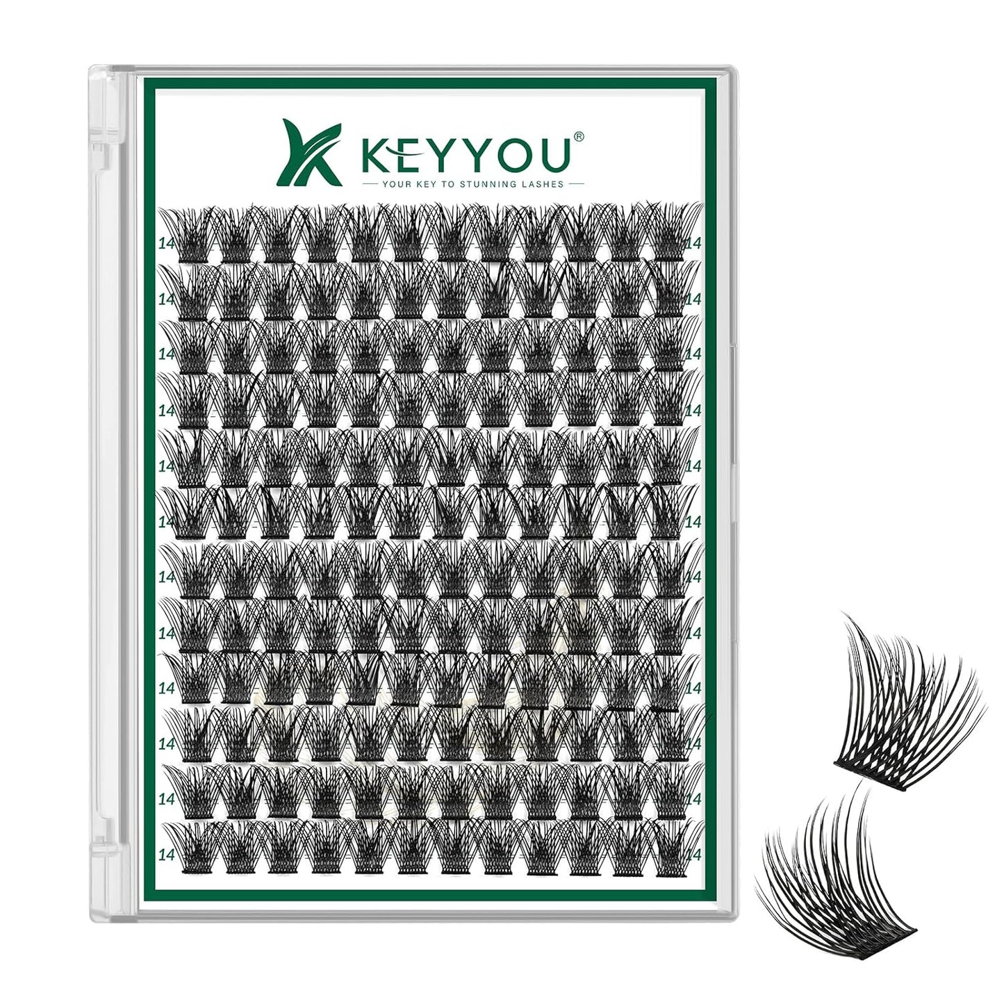 Lash Clusters 144pcs Individual Lashes D Curl 10mm Eyelash Clusters KEYYOU Air Touch Cluster Lashes Super Lightweight Soft Wispy Comfortable Easy DIY at Home(Air01-D-14mm)