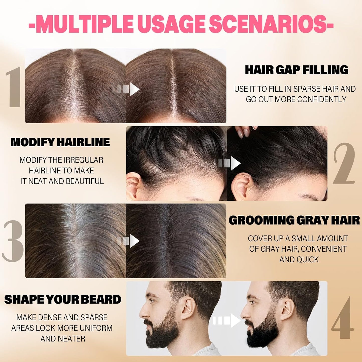 Root Touch Up Sets,Hairline Powder for Women Cover Up- Hairline Concealer for Thin and Thinning Hair, Water & Sweat Resistant,Contain Azonbey Makeup Brush (Black, Med-Makeup Brush)