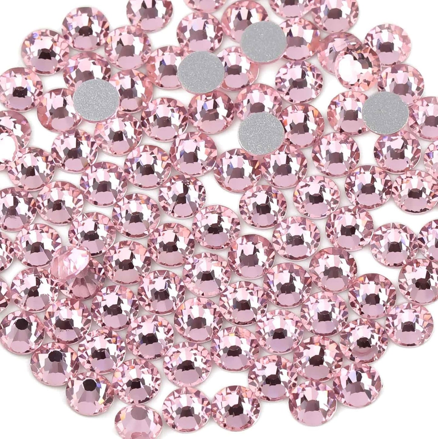 beadsland Flat Back Crystal Rhinestones Round Gems, Light Pink (3.8-4.0mm) SS16/1440pcs