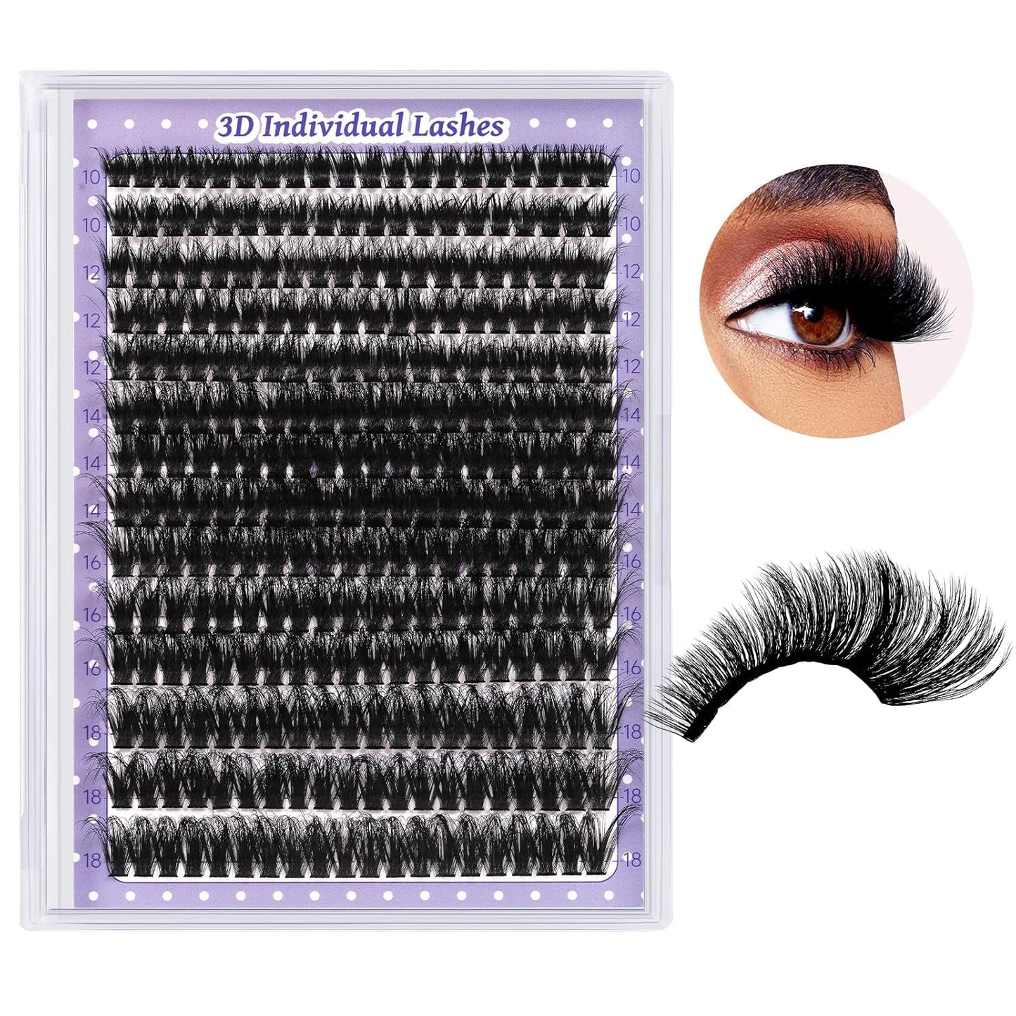 B&Qaugen Lash Clusters 3D Thick Eyelash Clusters 280pcs Cluster Eyelash Extensions 10-18mm 90D Wispy Individual Lashes Volume Lash Clusters DIY Lash Extensions at Home (90D-MIX10-18mm), Black