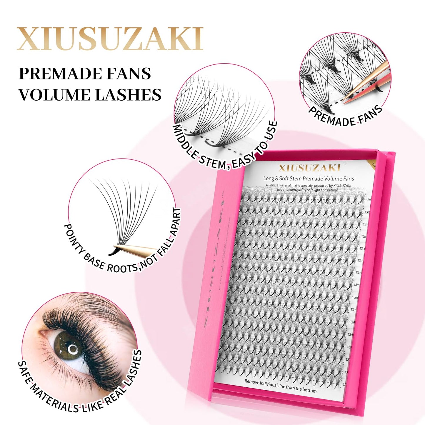Premade Fans Eyelash Extensions 16D Volume Lash Extensions 0.07 Thickness Eyelash Extension D Curl Premade Lash Fans Mix 9-16mm Fluffy Soft Handmade Lash Fan(16D-0.07-D,9-16mm)