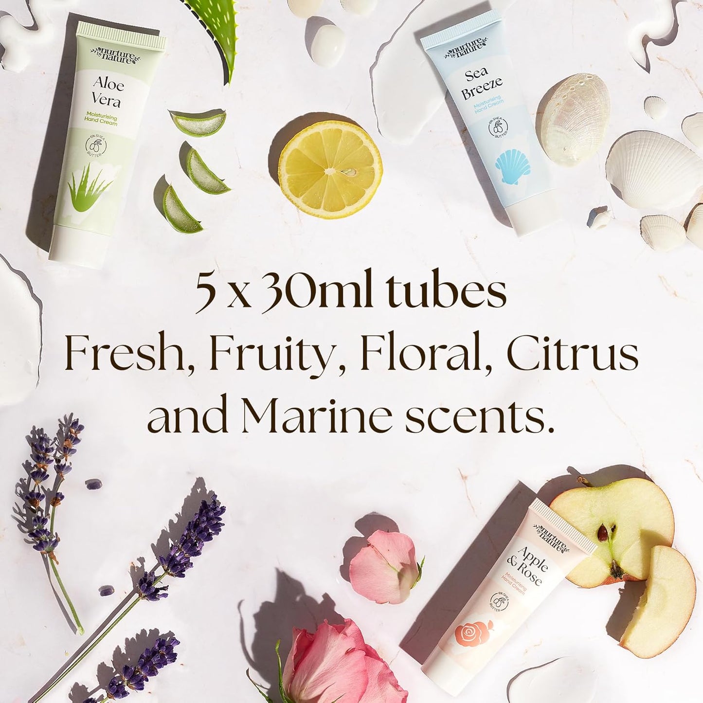 Hand Cream Gift Set from Nurture by Nature, 5pcs, Mothers Day Gifts, Hand Lotion Travel Size, Enriched with 6% Shea Butter & Glycerin, Hand Cream for Women, Dry Skin, Hand Lotion Gift Set for Women