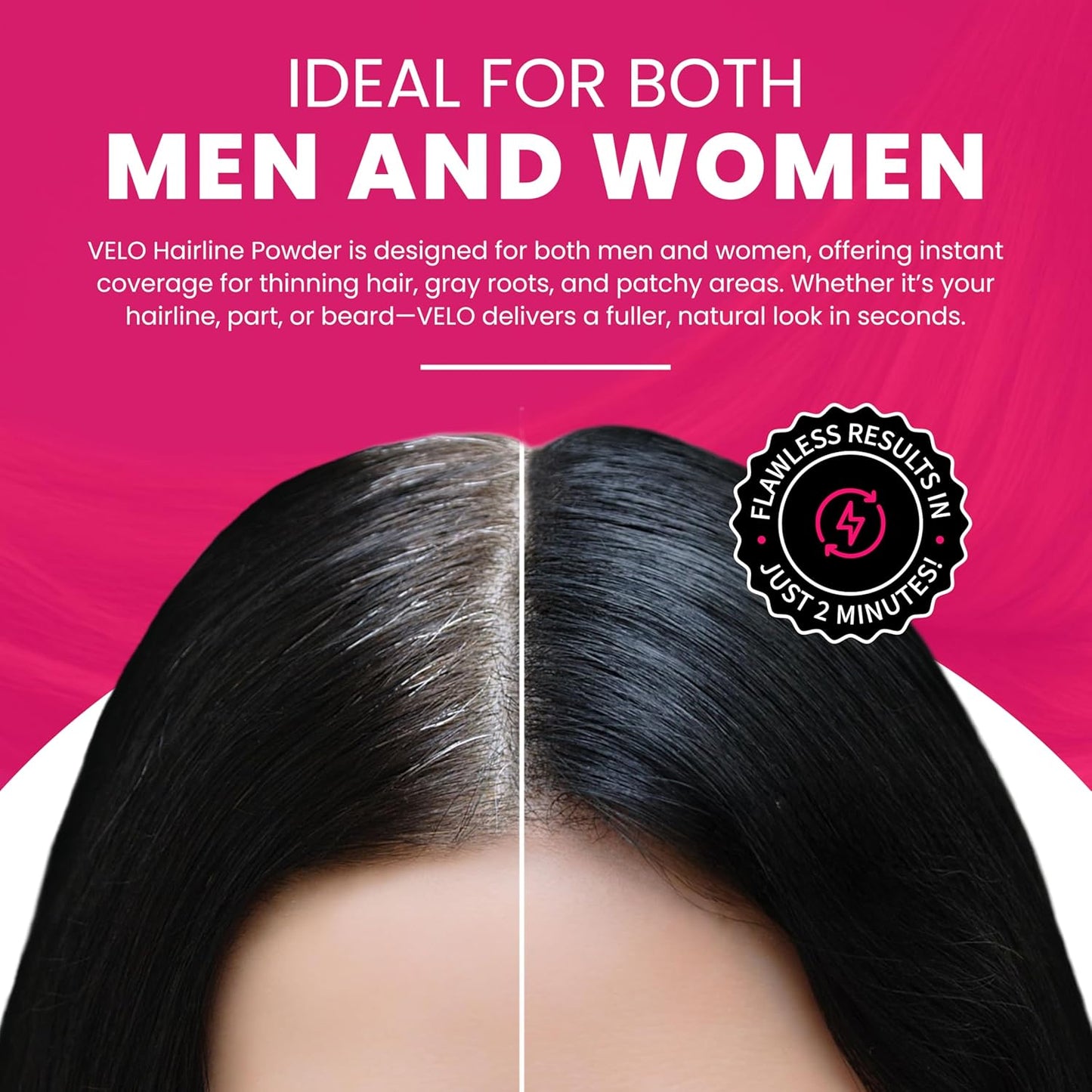 VELO Hairline Powder–BROWN Hair Root Touch Up Powder for Women & Men–Instantly Covers Gray Hair, Thinning Hair & Bald Spots–Sweatproof Root Cover Up–Puff & Mirror Compact, 13 Shades