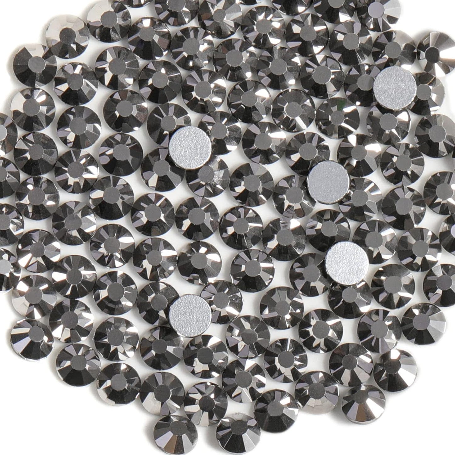 Beadsland 1440 Pieces Flat Back Crystal Rhinestones Round Gems,Hematite,SS12,3.0-3.2mm