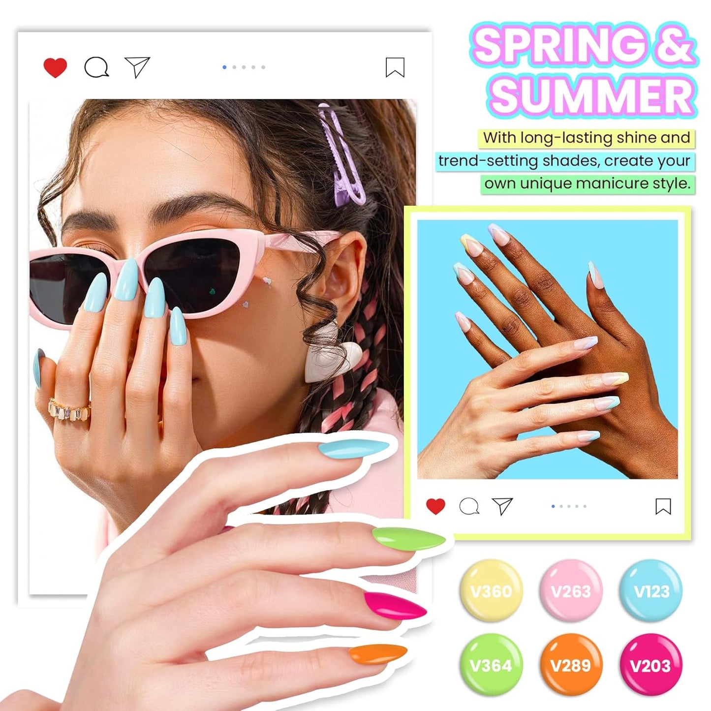 VANREESA Gel Nail Polish Kit with U V Light 74 Pcs Gel Polish Nail Set 56 All Season Colors Nail Polish Set + Base and 4 Effects Top Coat with Manicure Tools Complete Nail Kit Gifts for Women