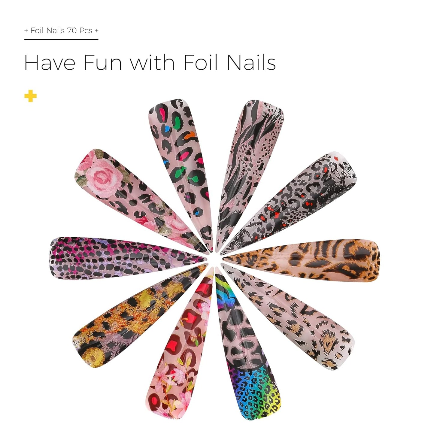 BURANO Nail Art Foil Glue Gel, 15ML 2 Bottles with 70PCS Foil Stickers Set Nail Foil Glue for Nails, Designer Nail Foils Nail Art Foil Transfer Gel