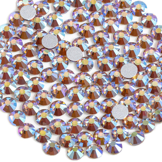 beadsland 1440 Pieces Flat Back Crystal Rhinestones Round Gems, Lt.Colorado Topaz AB,SS6,1.9-2.1mm