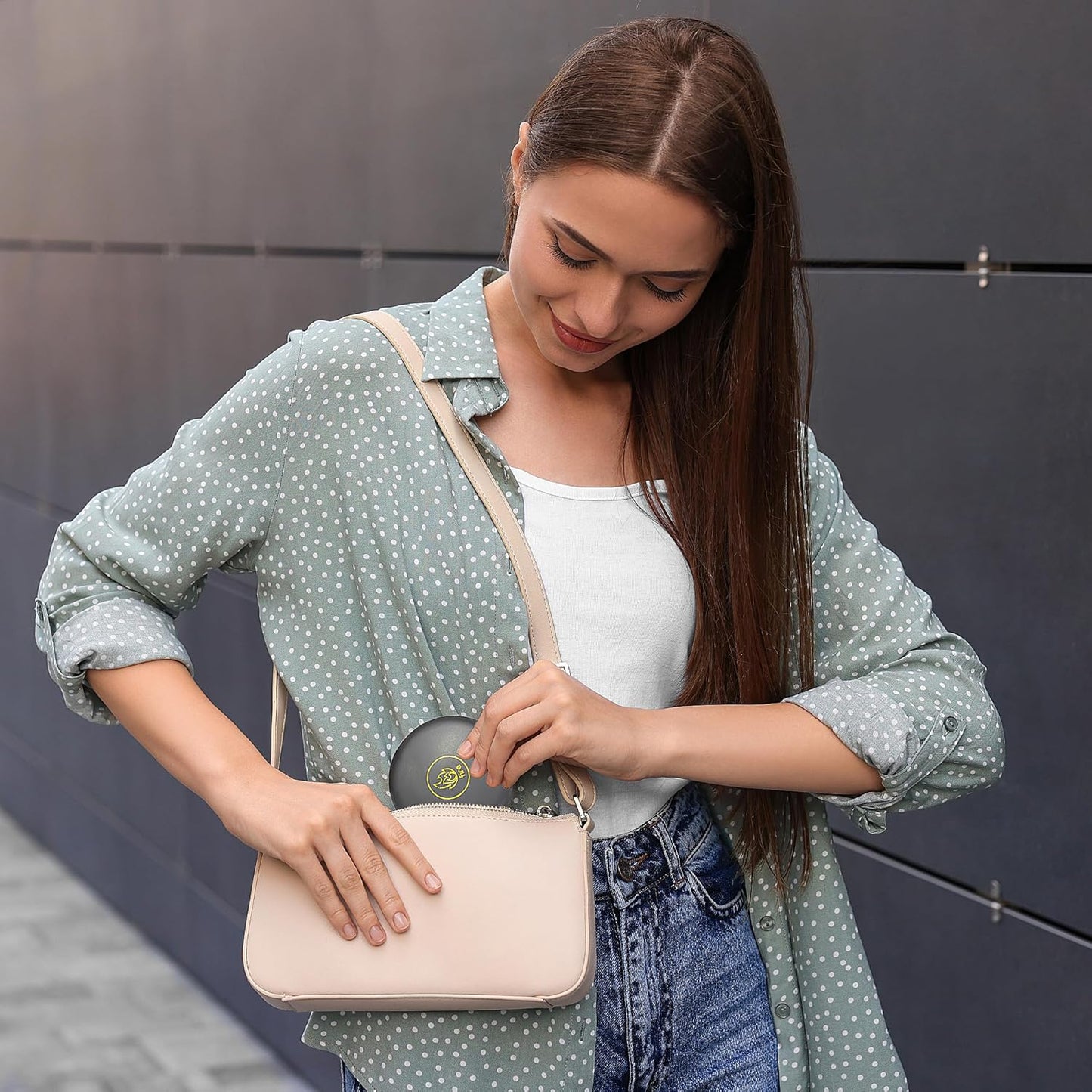 LanJo Lighted Compact Mirror with 1X/5X Magnification, Stepless Dimming & 3 Adjustable Light Settings, Rechargeable Makeup Mirror for Purse, Travel & Gifts – Fire Sign Zodiac Design – Charcoal Grey