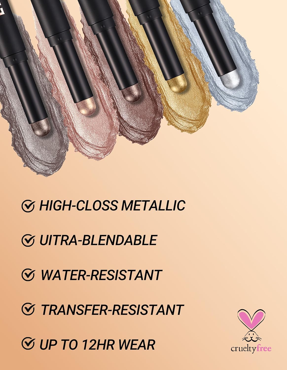 Erinde Shimmer Cream Eyeshadow Stick, Long Lasting Metallic Eye Shadow Sticks, Waterproof Creamy Glitter Eyeshadow Pencil, High Pigmented Blendable Neutral Eye Makeup, 23 Sapphire Blue Shimmer