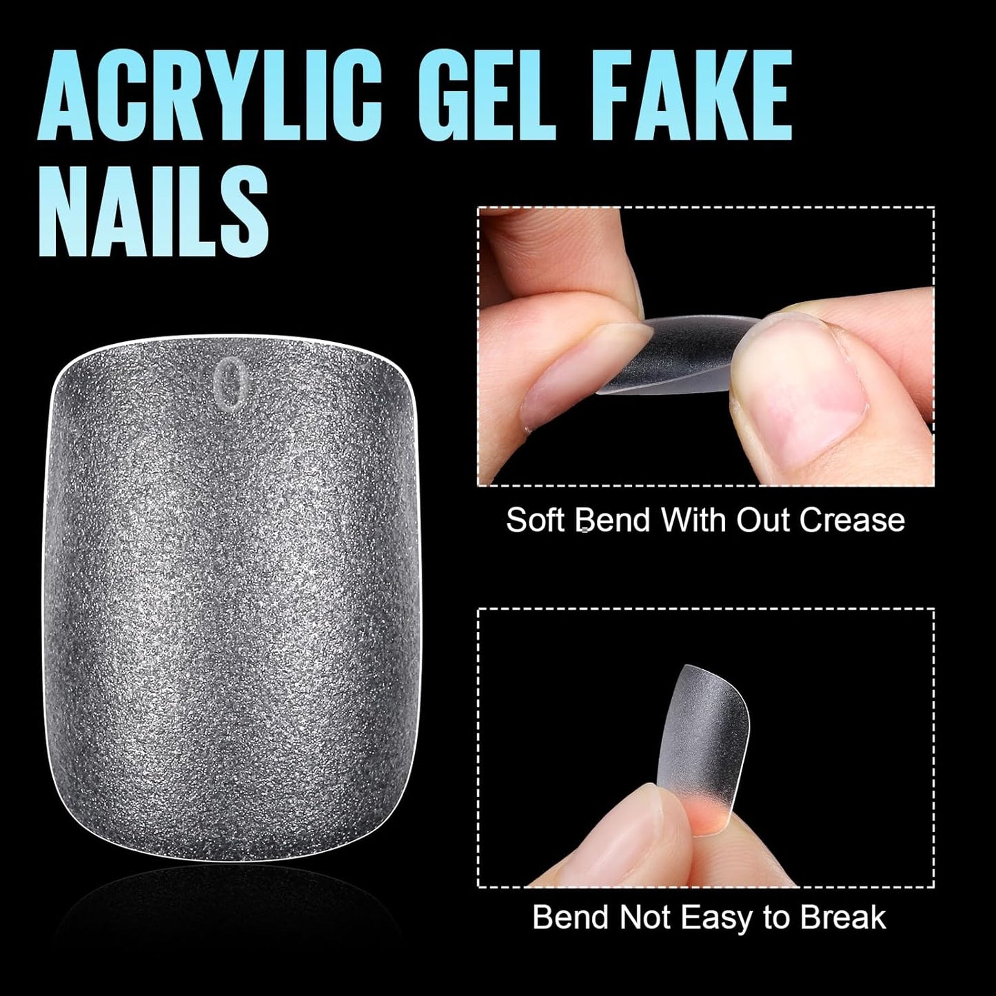 TOMICCA Extra Short Square Nail Tips, 240Pcs Acrylic Full Cover False Press on Nails Tips, 15 Sizes Pre-shaped Double-sided Matte Gel Fake nails for Extension