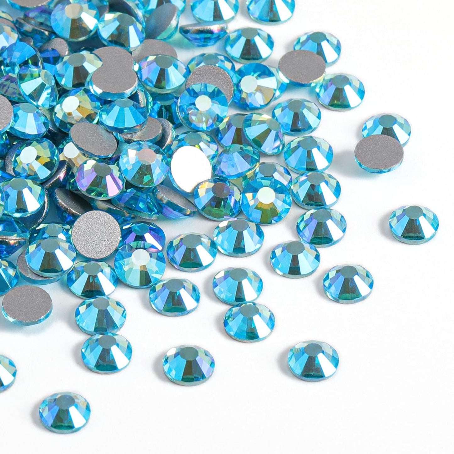 BEADSLAND Flat Back Crystal Rhinestones Round Gems,Aquamarine AB,3.8-4.0mm, SS16/1440pcs