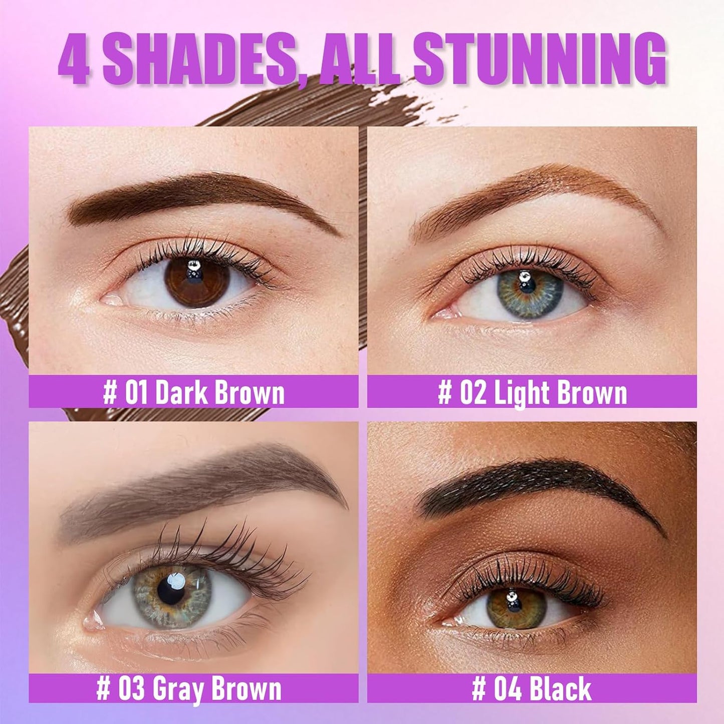 Tattoo Eyebrow Gel Easy Peel Off - Dark Brown, Waterproof & Long Lasting Up to 3 Days, Semi-Permanent Peel Off Brow Dye Gel for Sparse Brows, Transfer-proof, Natural Color for Fuller Defined Brows