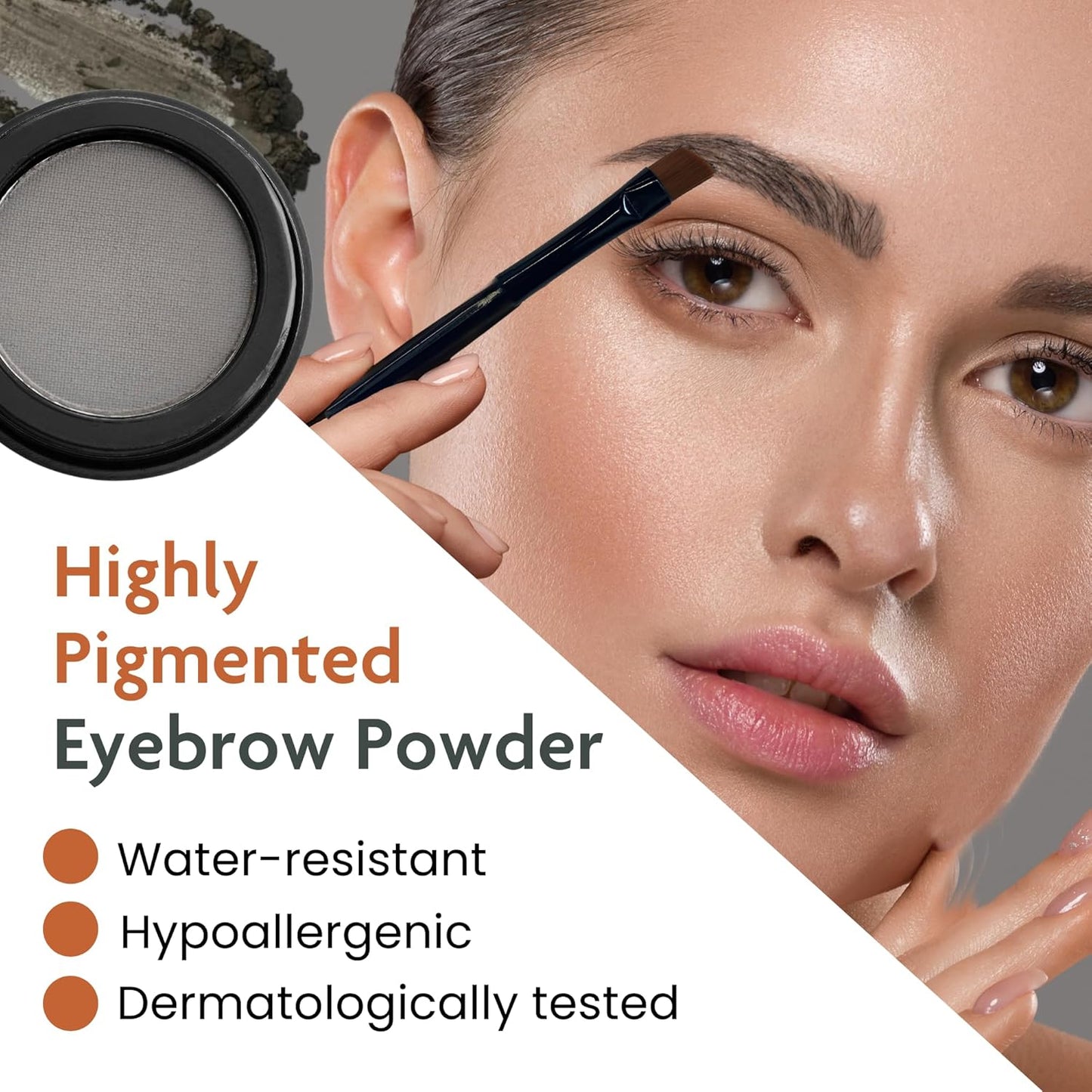 Soft Charcoal Eyebrow Powder – Long-Lasting, Waterproof, Smudge-Proof Brow Powder for Natural, Defined Brows – Vegan & Cruelty-Free Eyebrow Makeup by Marie-José