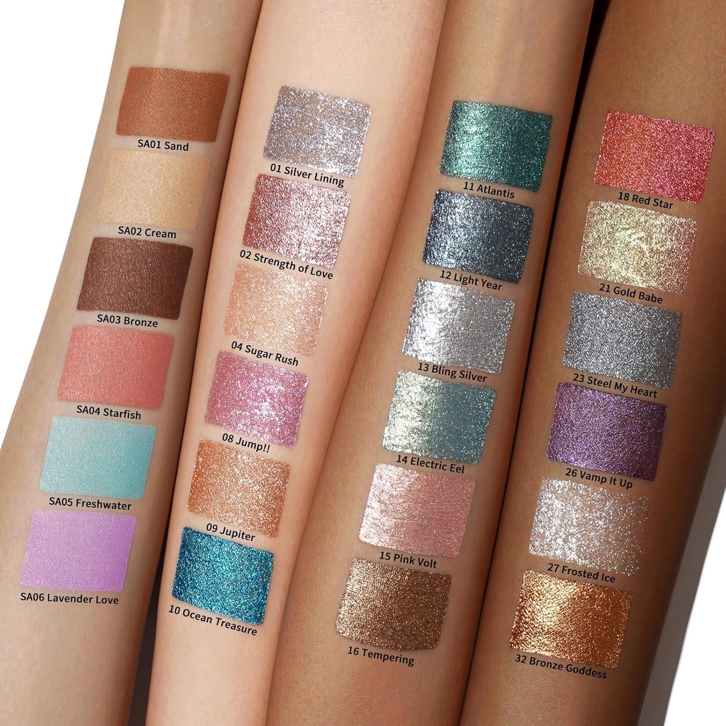 Oulac Green Liquid Glitter Eyeshadow&Eyeliner–Smooth Shimmer Eye Makeup with Sparkle Finish,All-Day Wear Lightweight Buildable Formula,Easy to Use Smudge-Proof,Gifts for Women,Vegan 5.4g (19)Starlets