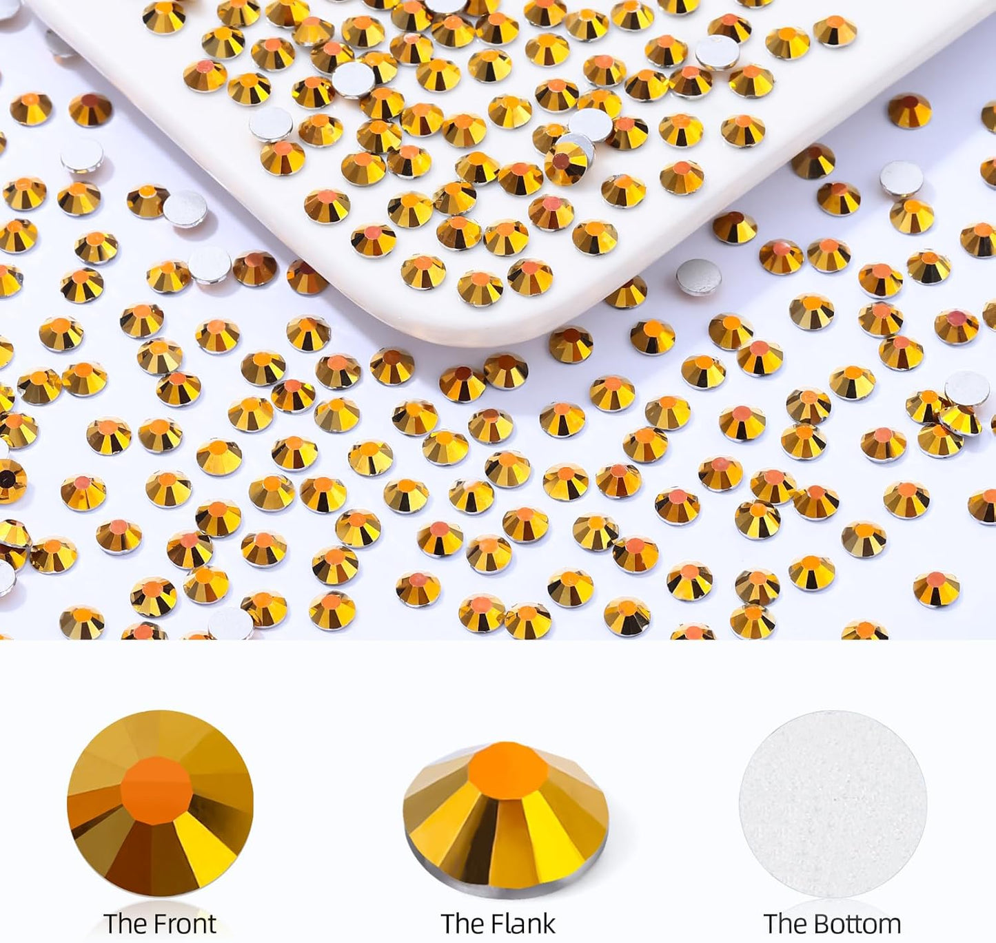 Gold Flatback Rhinestones, Glass Rhinestones for Nail Art and Craft, Glue Fix, Loose Crystal Gemstones(Gold, SS30, 576pcs, 6.4-6.6mm)