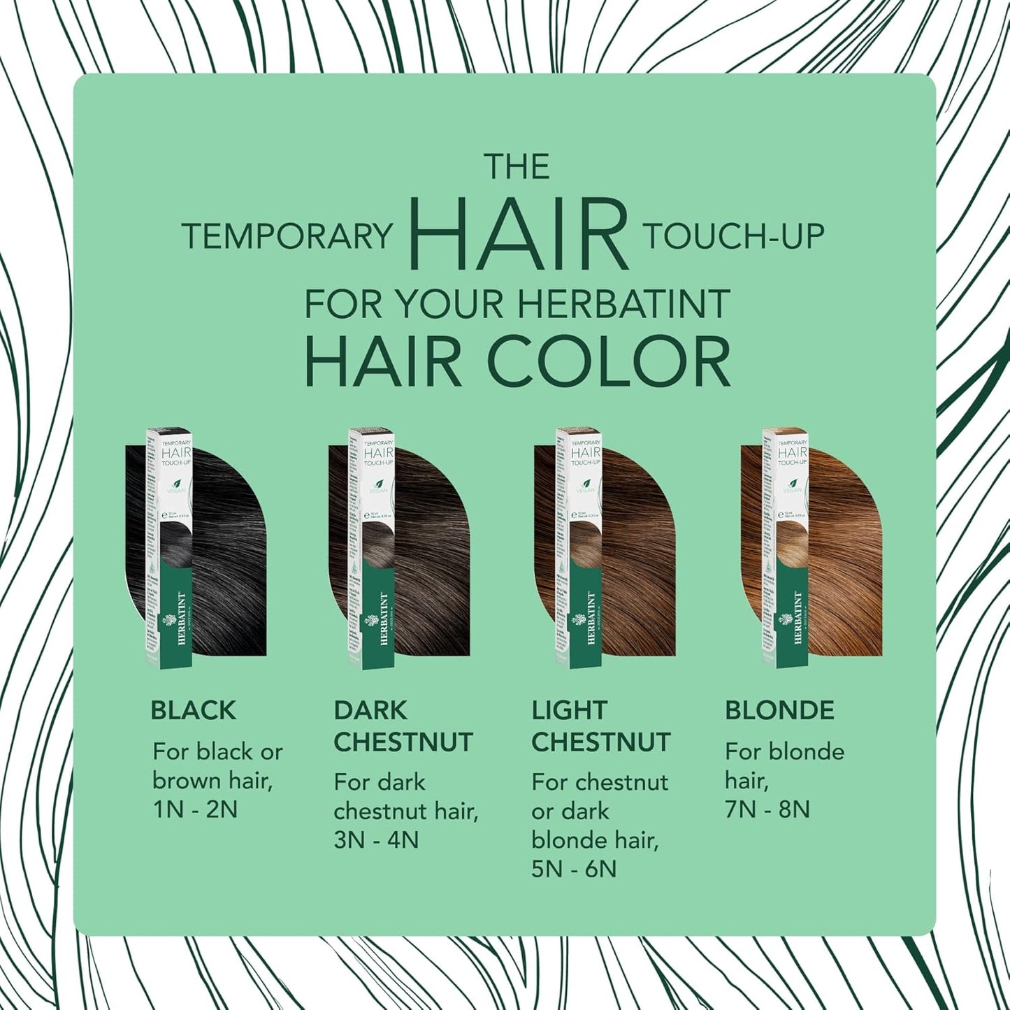Herbatint Temporary Hair Touch-Up - Instantly Mask Grey Roots Between Coloring with Easy To Apply Precision Brush Kit - Natural-Looking Concealer For Dark Chestnut Hair - Vegan - .33 oz