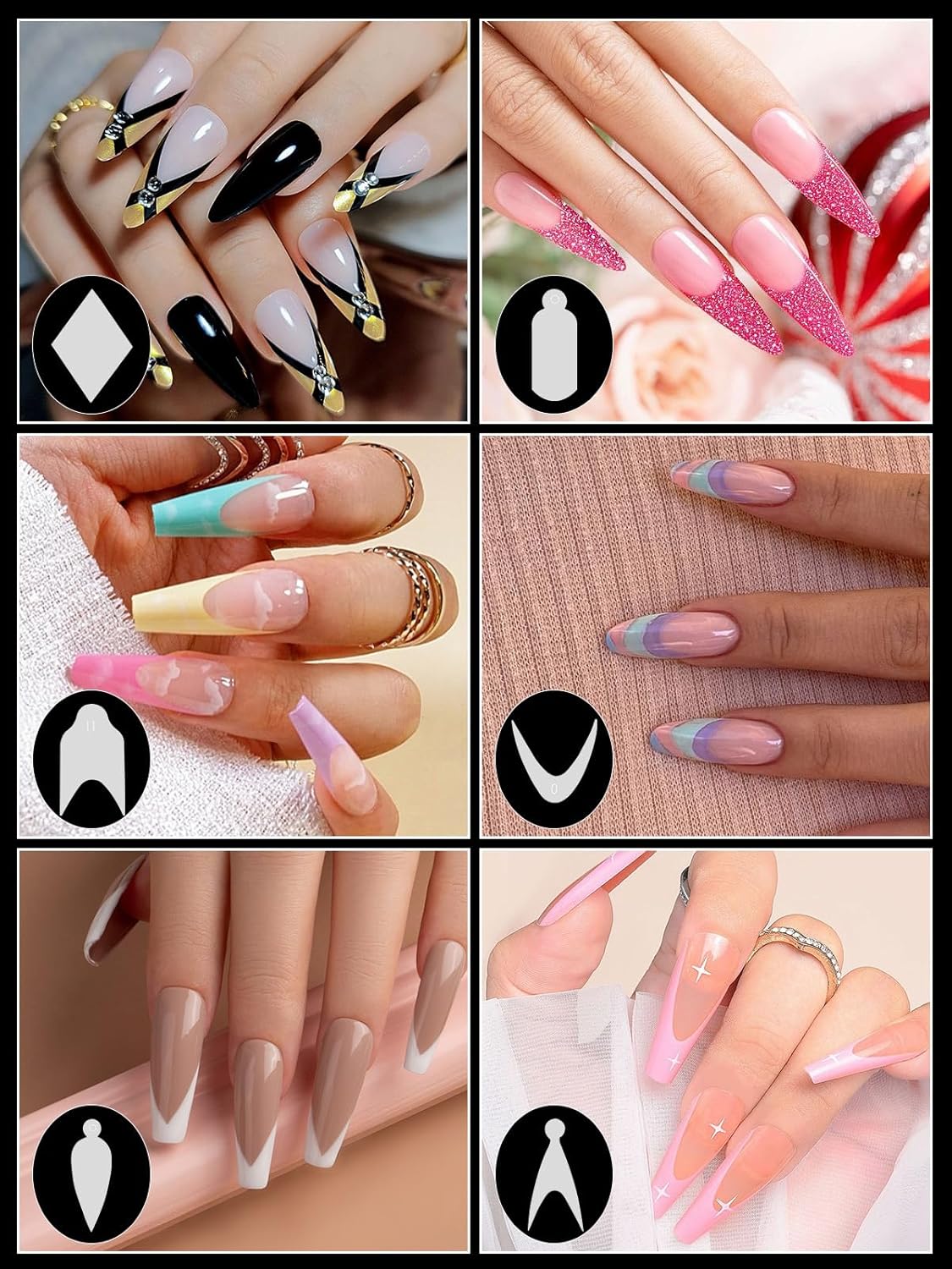 EBANKU French Nail Forms, 144 PCS Silicone Tip Stickers for Dual Nail Forms, Reusable Pads for Poly Gel Nail Mold, Manicure