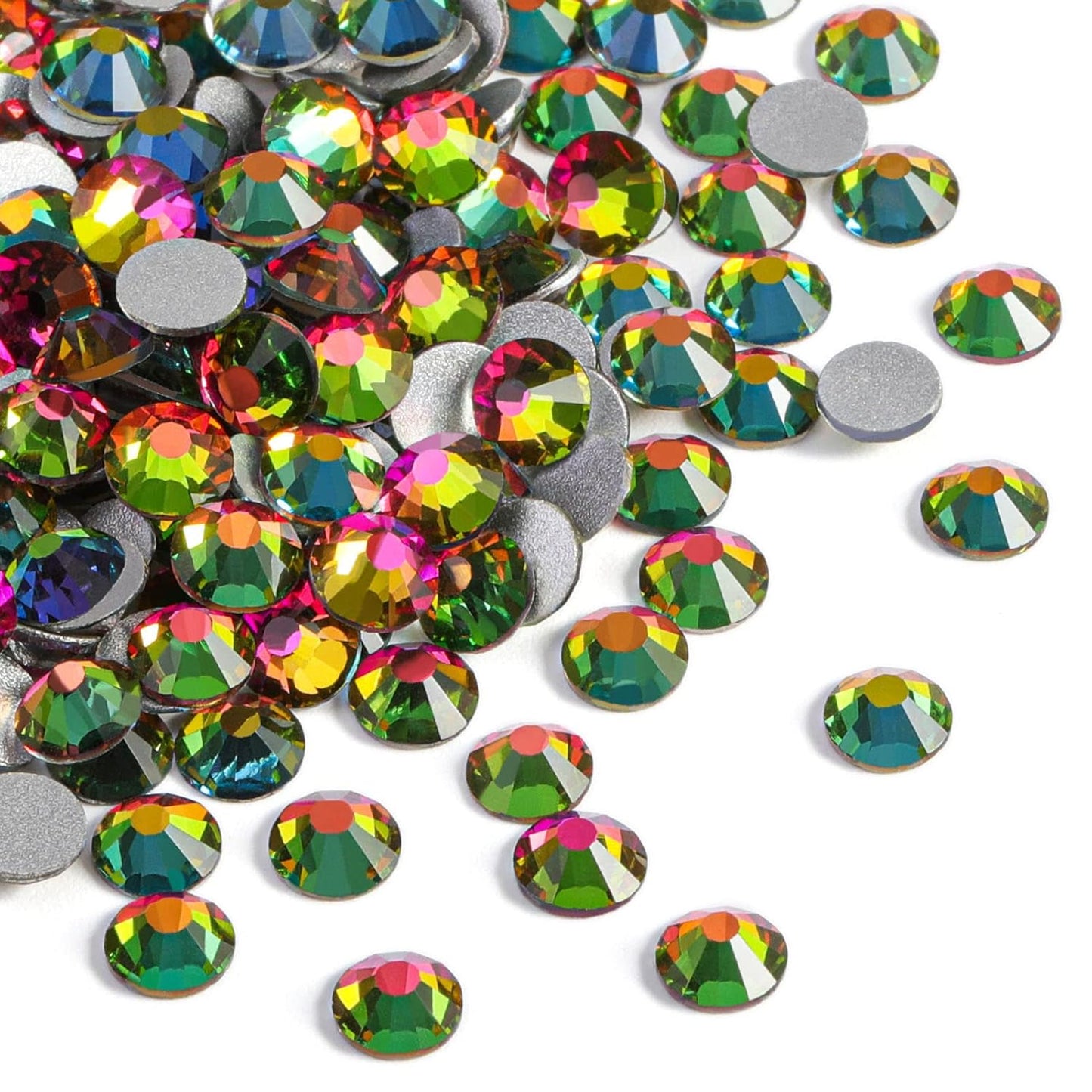 Beadsland Flat Back Crystal Rhinestones Round Gems, Rainbow (1.3-1.4mm) SS3/1440pcs