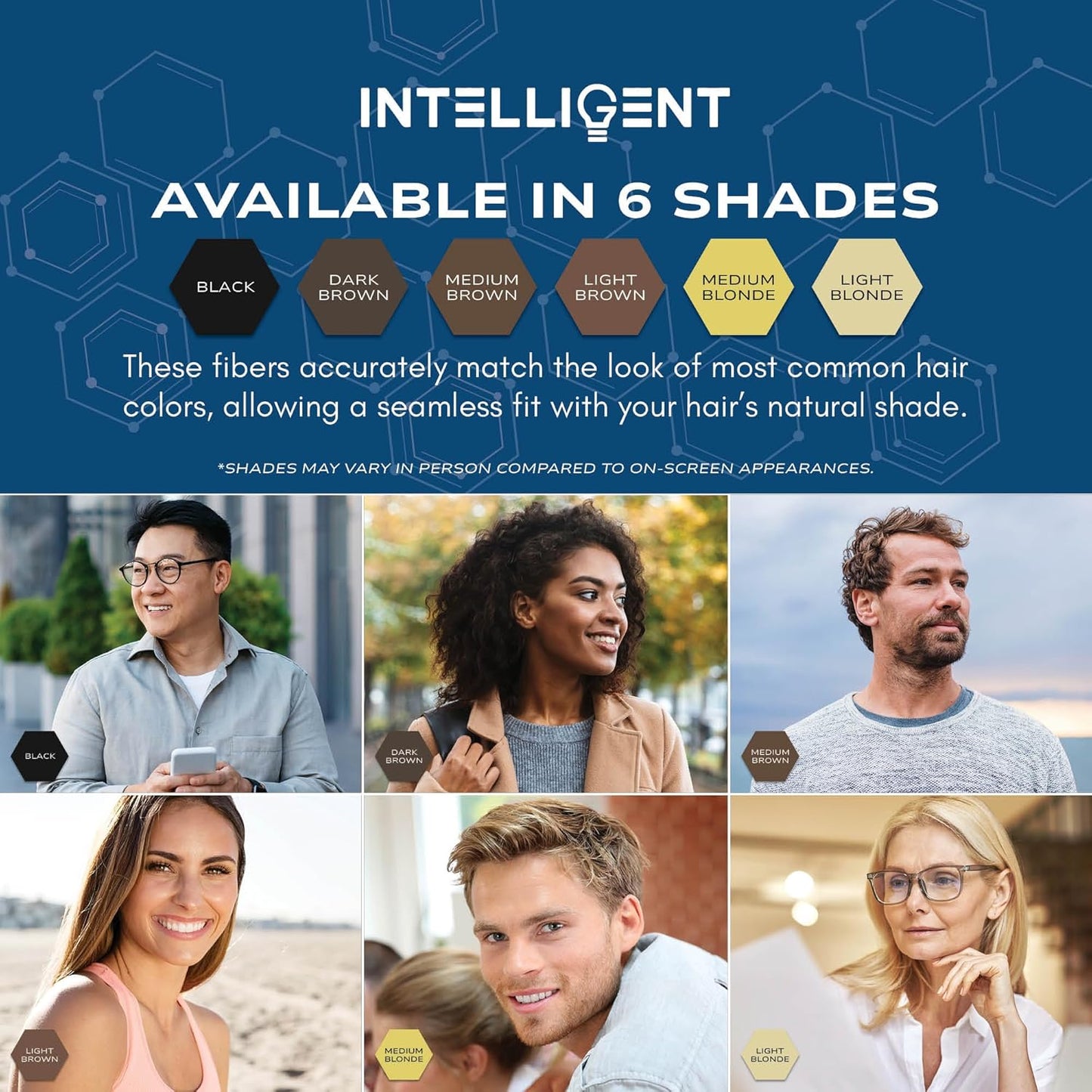 Intelligent Precision Hair-Volumizing Fibers (Black) | Undetectably Fill in Thinning Hair | 6 Shades Designed For Men or Women | 27.5g