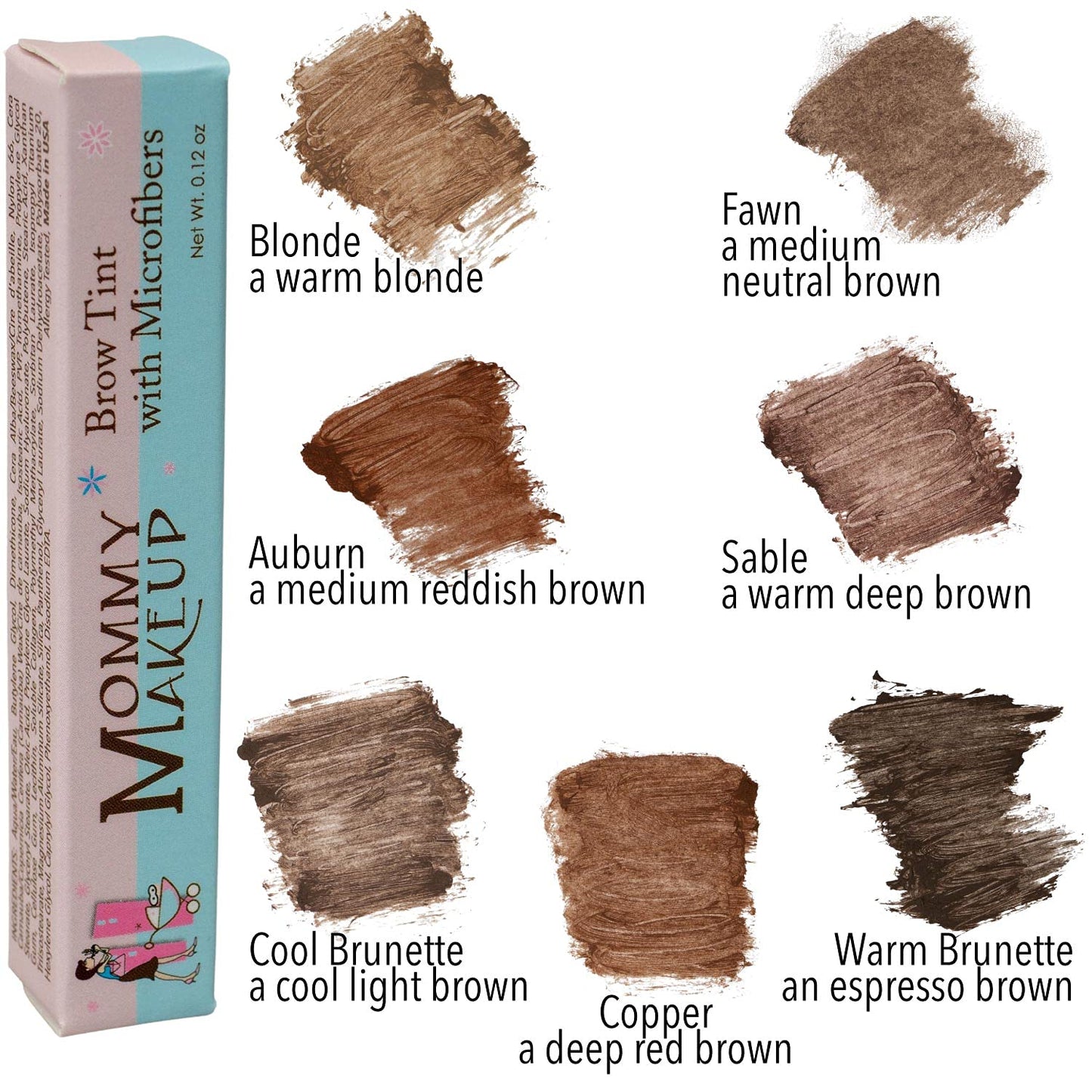 Brow Tint with Microfibers - 4-in-1 Tinted Eyebrow Gel to Groom, Hold, Sculpt & Color Your Brows, Covers Gray Hair - Water Resistant, Clump-Free, Long Lasting (Fawn) by Mommy Makeup