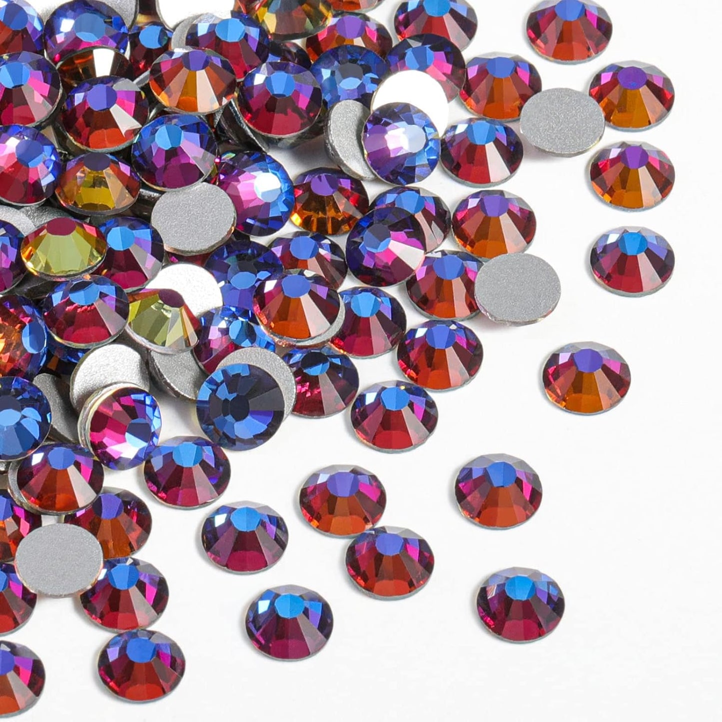 Beadsland 1440 Pieces Flat Back Crystal Rhinestones Round Gems,1.3mm-6.5mm,Blue Volcano,SS10,2.7-2.9mm