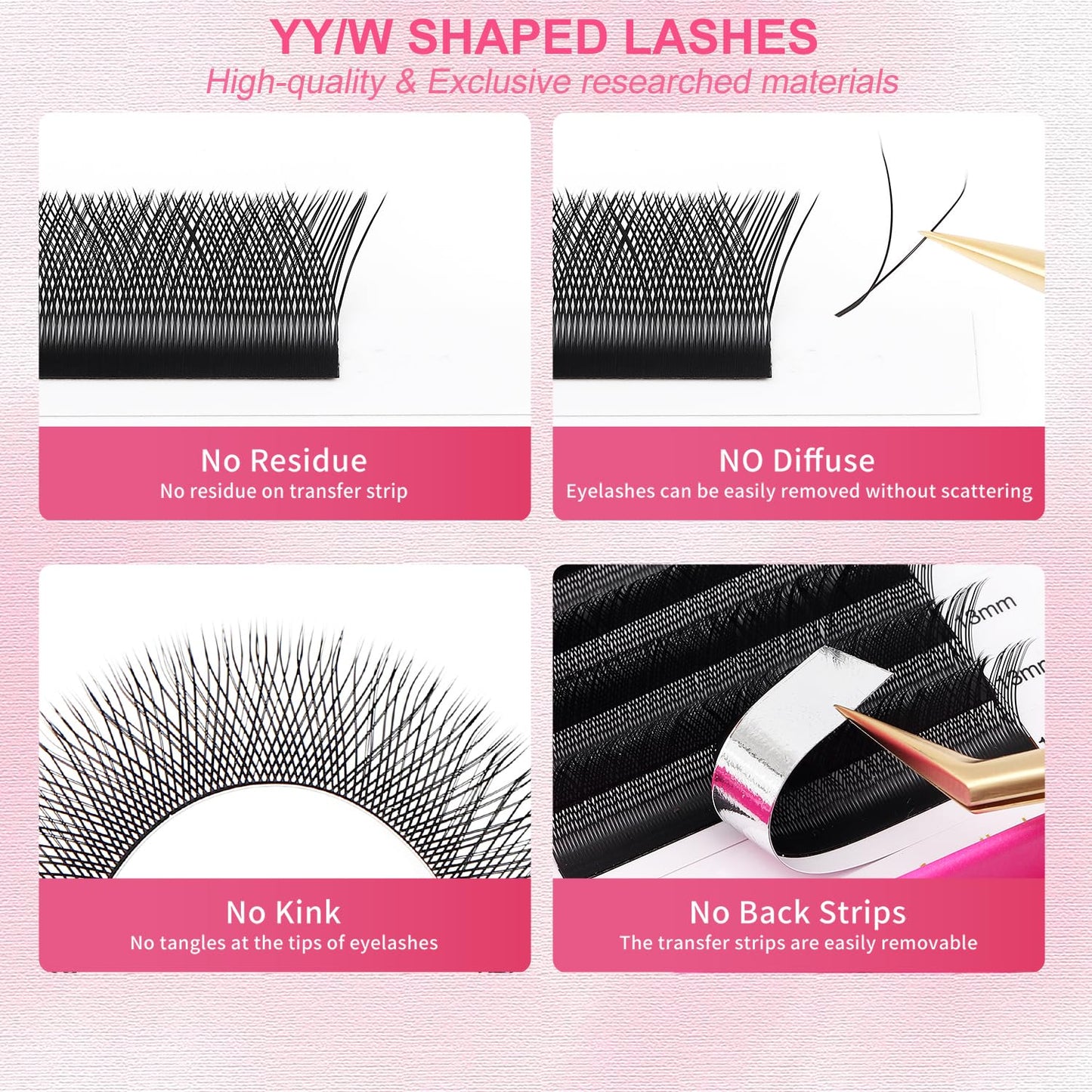 Lash Extensions YY Eyelash Extensions 0.07mm Thickness D Curl Lashes 8mm YY Lashes Soft Lash Trays Pestañas Pelo a Pelo Natural Matte black False Eyelashes Individual Lashes(YY-0.07-D,8mm)