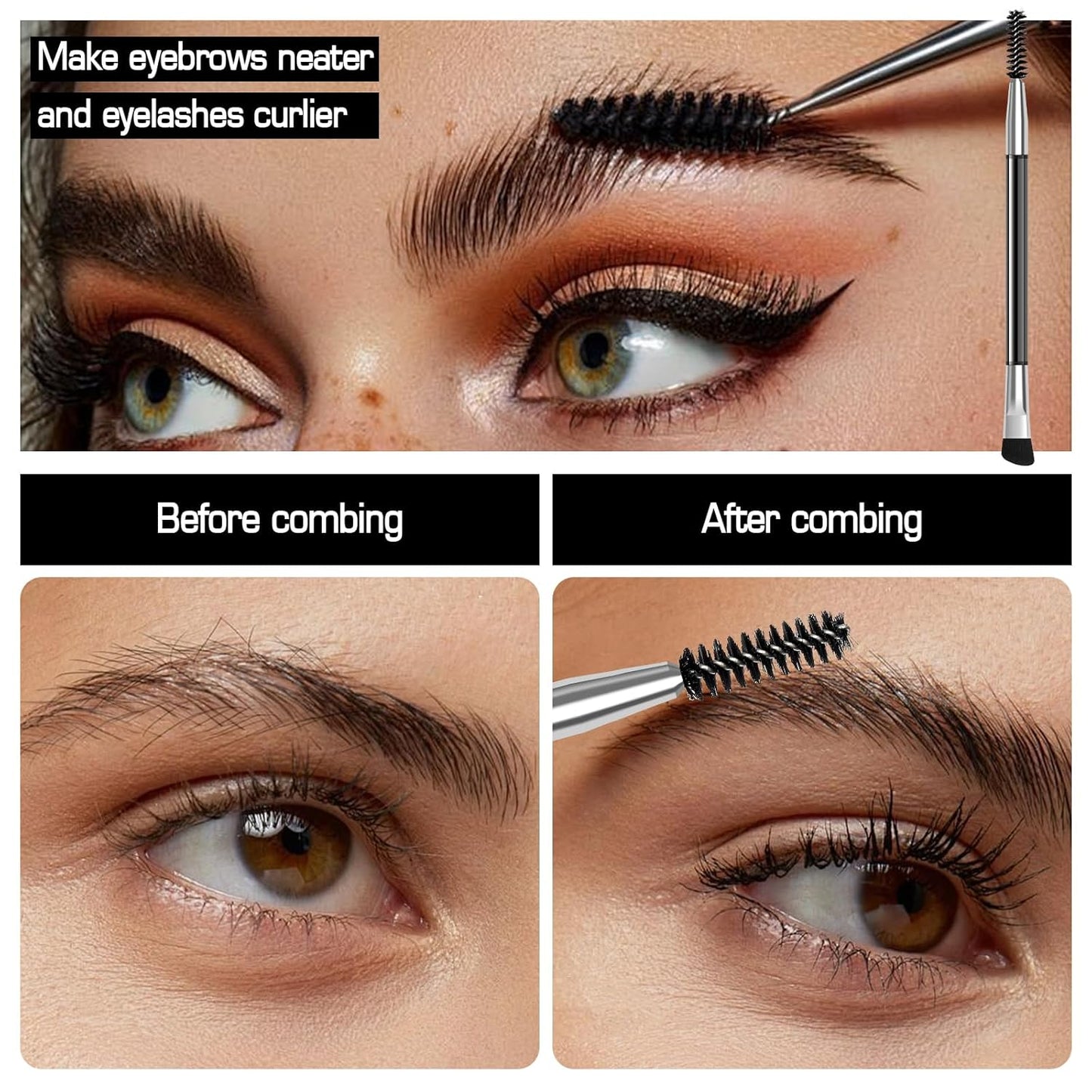 Eyebrow Pencils for Women, Microblading Eyebrow Pen Magical 2-in-1 Dual-Ended Brow Pen with 3D & Precise Brush-Tip Create Natural Hair-Like Brows, Last All-Day(Black)