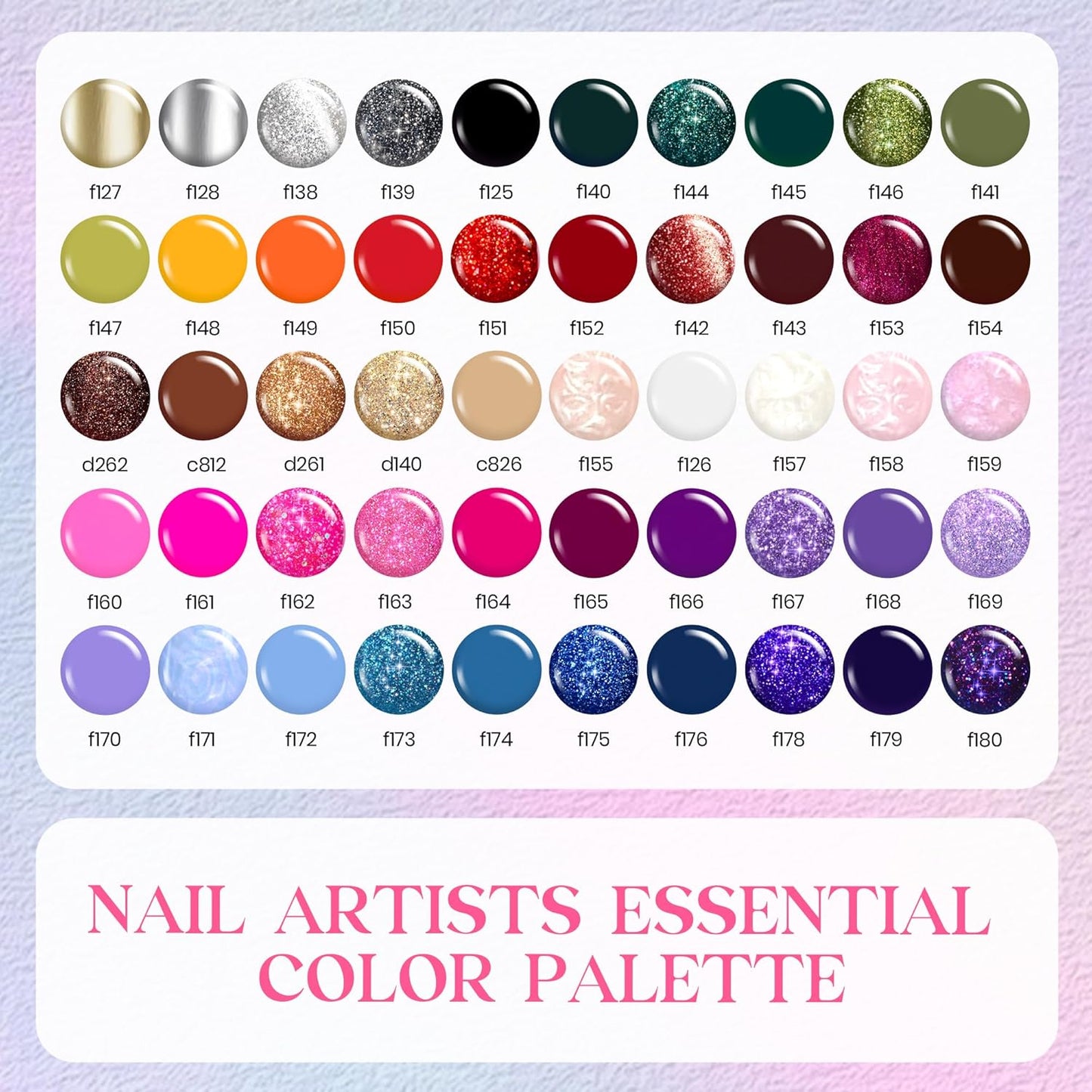 Beetles 50 Colors Gel Liner Nail Polish Set French Tip Nail Art Polish Glitter Brown Purple Blue Gel Nails Polish White Pink Swirl Nails Art Painted Cat Eye Build in Thin Brush Manicure Gift for Women