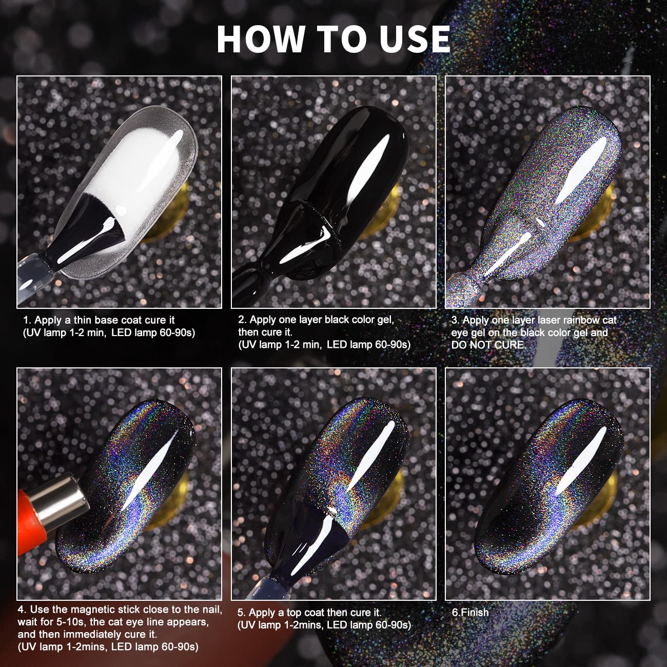 RARJSM Cat Eye Gel Nail Polish, Galaxy Chameleon Magnetic Gel Violet Purple Holographic Glitter Gelpolish Soak Off UV LED DIY Manicure Art for Salon Designs and Home DIY 7.5ML/0.26fl oz