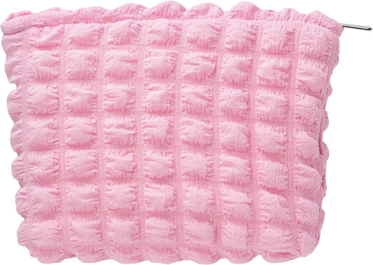 Floral Makeup Bag Large Cotton Zipper Pouch for Purse Travel Canvas Make Up Organizer for Women Cosmetic,Bubble Watermelon Pink