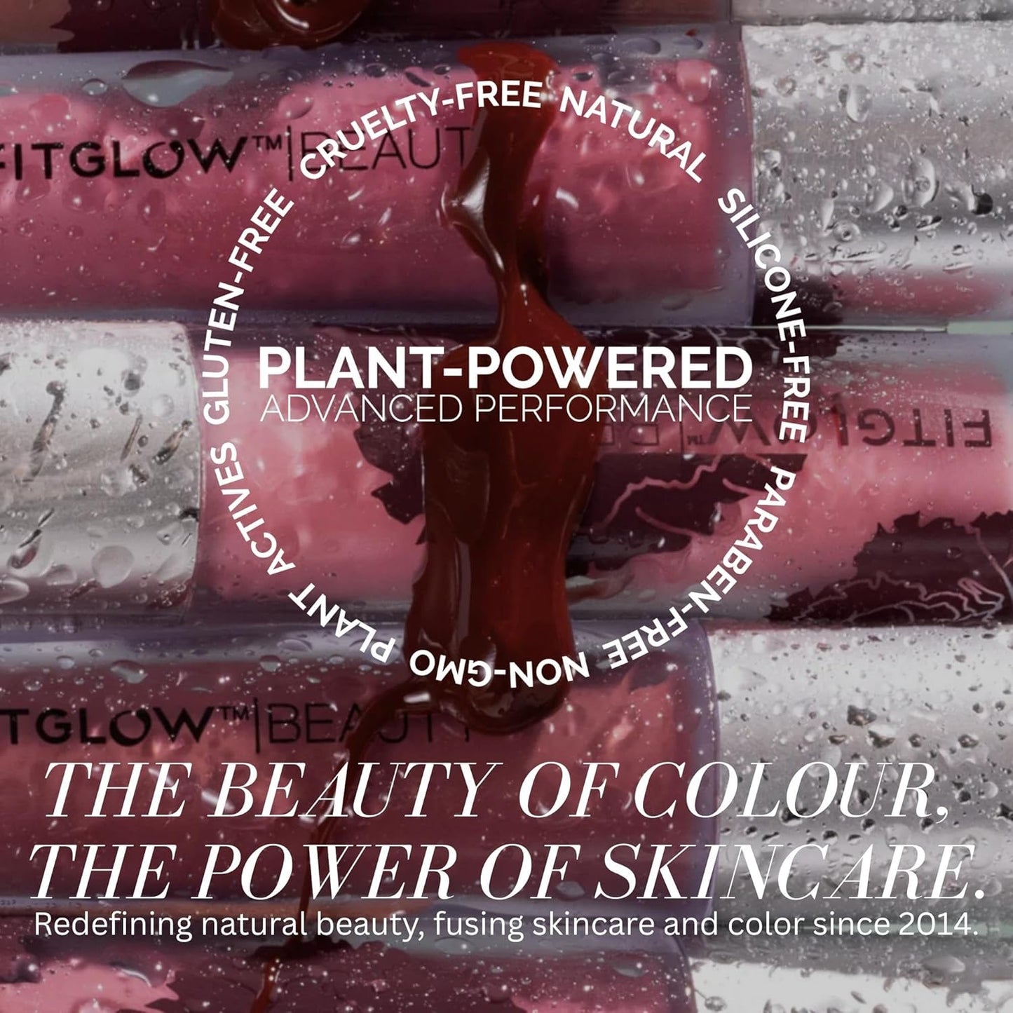 FITGLOW Beauty Lip Colour Serum | Hydrating Lip Gloss | Plumping Anti-Aging Lip Treatment | Natural Shine with Pomegranate Sterols & Collagen | Buildable Color for Dry Chapped Lips | Halo - 10g