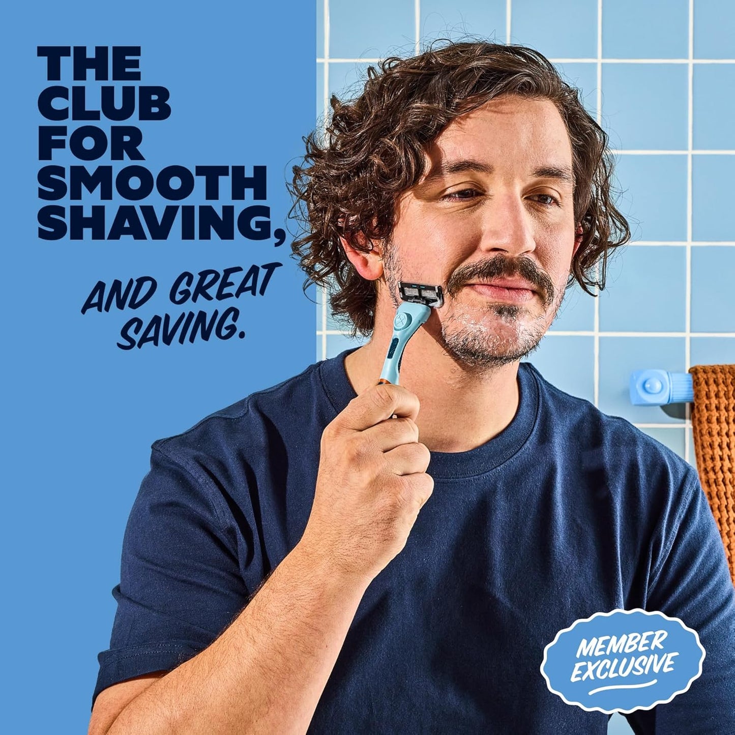Dollar Shave Club | The Member Exclusive Shave Set | 4 Extra Close Refill Cartridges, 1 Handle (Blue), 1 Shave Butter 3 ounce, 1 Razor Cover, Razors for Men