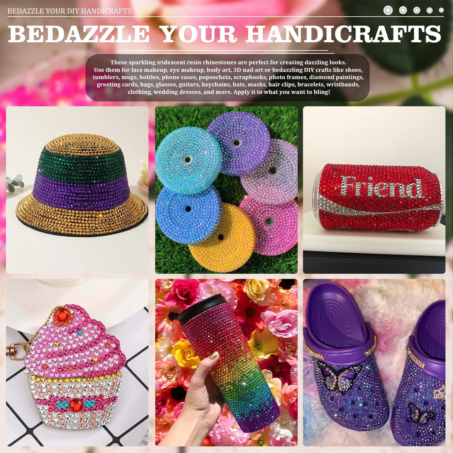 7000PCS Resin Rhinestones with Tweezers for Crafting, 2/3/4/5/6mm Flatback Jelly Rhinestones, 4 Box Lavender Purple AB Non Hotfix Crystal Gems for DIY Crafts Mugs Tumblers Clothes Makeup Nail