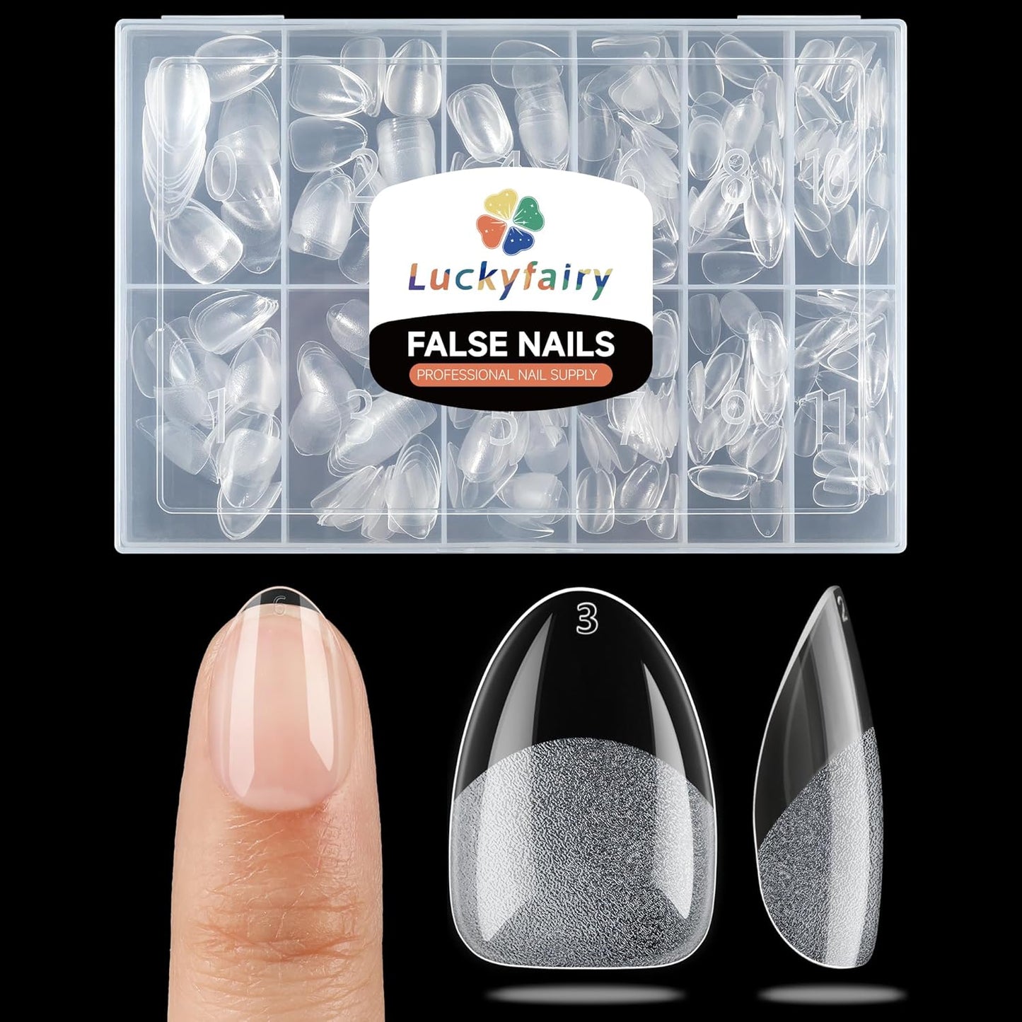 Extra Short Almond Nail Tips, 360pcs Soft Gel Pre-Shaped Acrylic XS Fake Nails, Half Matte Full Cover Clear Press on Flase Nail Tips for Extension Manicure Home DIY 12 Sizes Gelly Tips