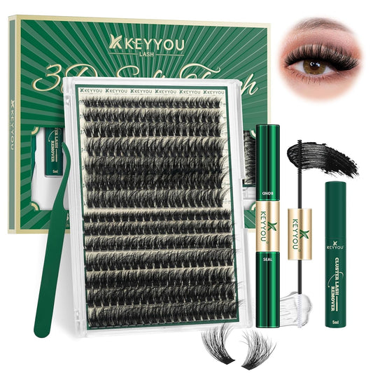 Clusters Kit 3D Effect Eyelash Clusters Kit 280pcs 80D100D 8-16MIX D Curl Individual Lashes Kit Wispy Lashes Volume Cluster Lashes Kit Natural Soft (3D Kit-80D100D-D-8-16MIX)
