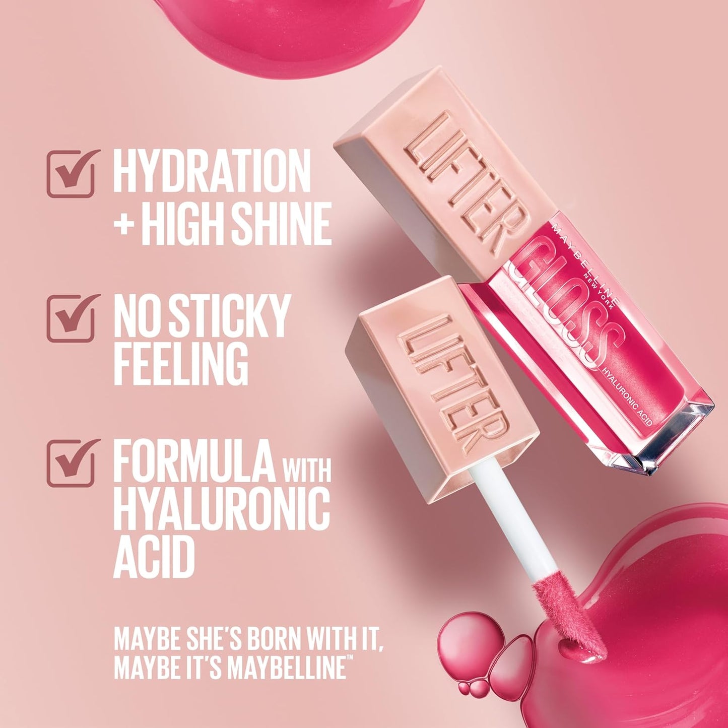 MAYBELLINE New York Lifter Gloss Hydrating Lip Gloss with Hyaluronic Acid, Peach Ring, Sheer Peach, 1 Count