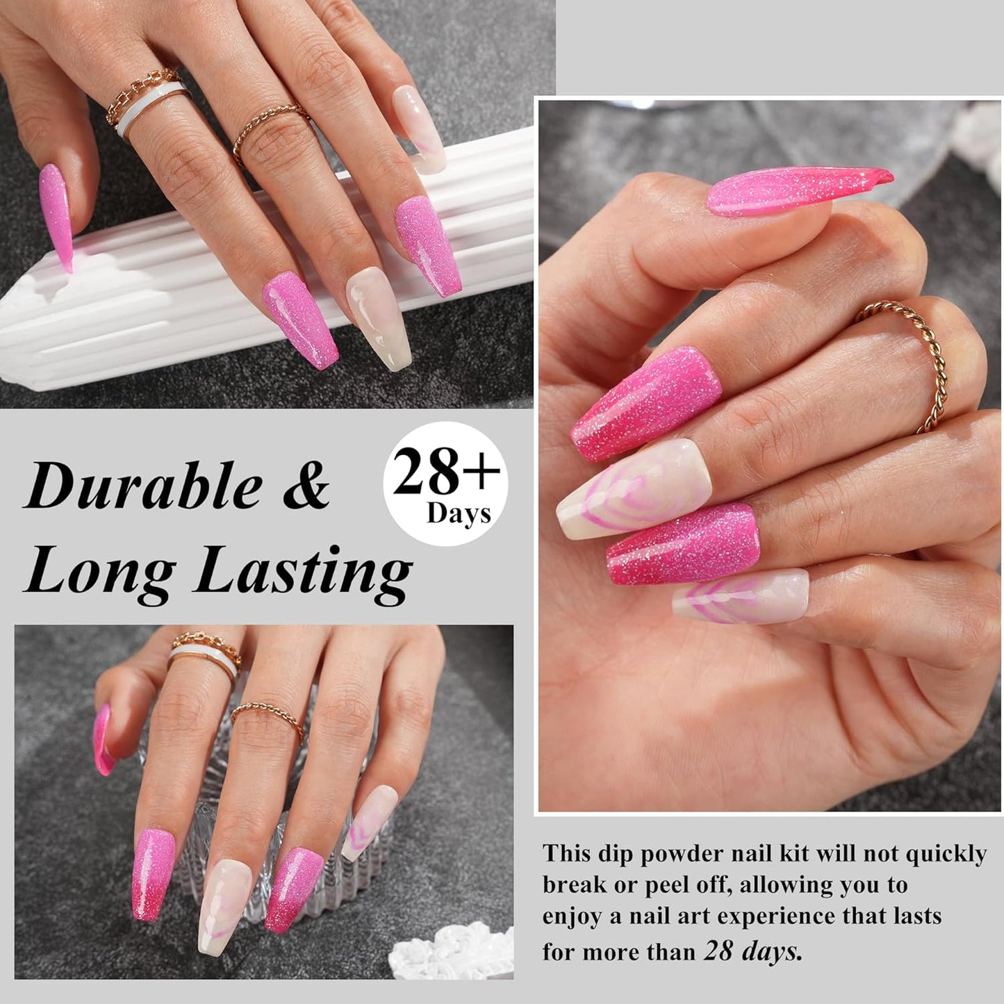 Color Changing Dip Powder Nail Kit Starter, 6 Colors Dipping Powder Kit With Base & Top Coat/Activator/Brush Saver,Glitter Pink Blue Purple Mood Temperature Change, No Needed Nail Lamp Curing