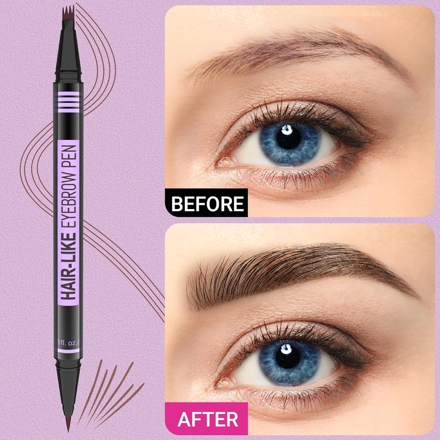 iMethod Eyebrow Pen - Eyebrow Pencil Magic 2-in-1 Eye Brow Pencils for Women with 4-Fork-Tip and Precise Brush-Tip Create Natural Hair-Like Brows, Last All Day, Microblading Eyebrow Pen, Dark Brown