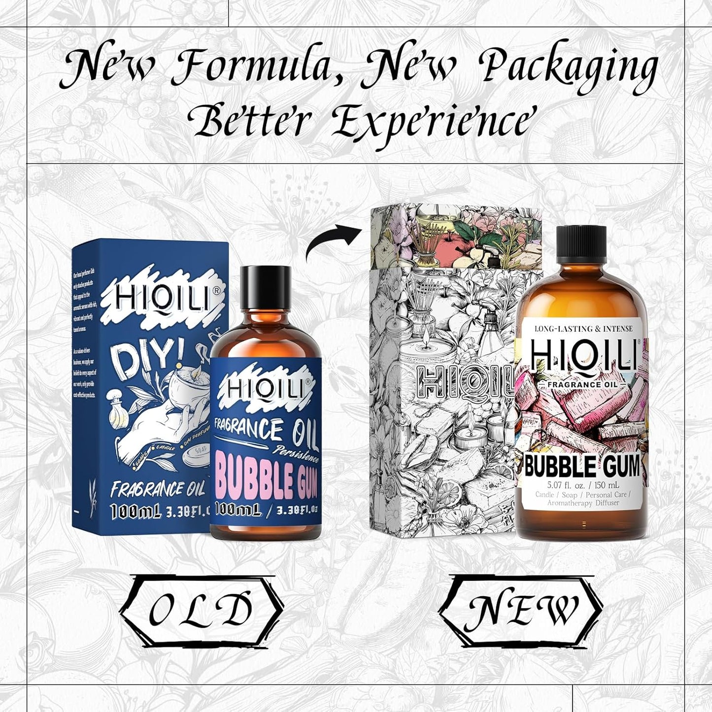 HIQILI Bubble Gum Fragrance Oil for Candle, Soap & Bath Bombs Making, Long Lasting Candy Scents, Home Diffuser Use - 5.07 Fl Oz