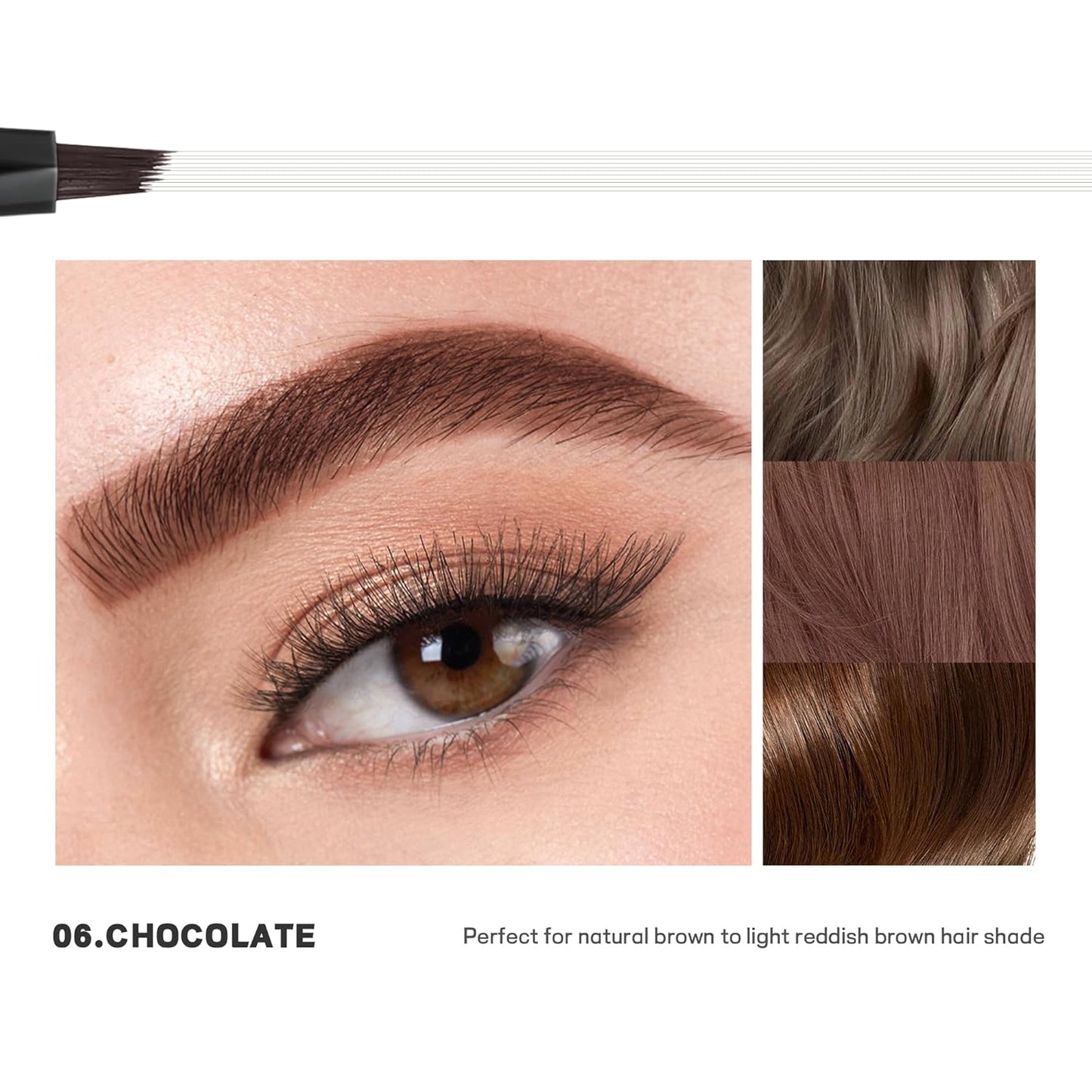 2 Pack Microblading Eyebrow Pen and Brow Tint for Women with Angled Brush & Dip to Effortlessly Create Natural Hair Like Brows, Waterproof Fast Eye Brow Makeup Pencil, Last All Day (Chocolate)