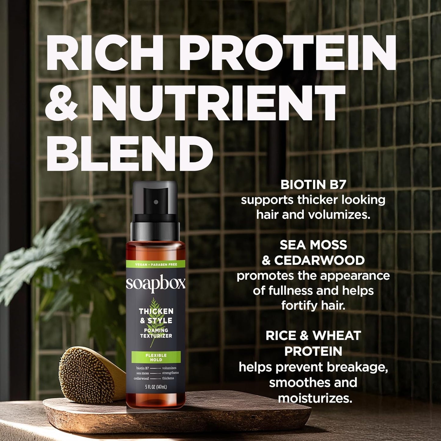 Soapbox Men's Thicken & Style Foaming Texturizer, Men's Hair Styling Foam, Hair Care for Men, 5oz