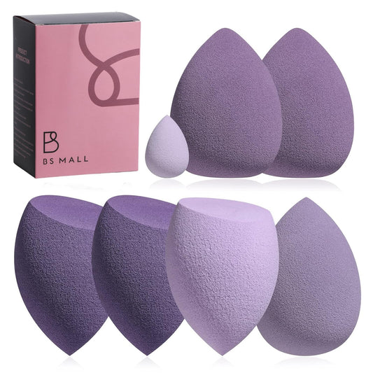 Makeup Sponge Set BS-MALL Blender Sponges 7 Pcs for Liquid, Cream, and Powder, Multi-colored with 1 Mini Makeup Sponge Pink (B-Purple)